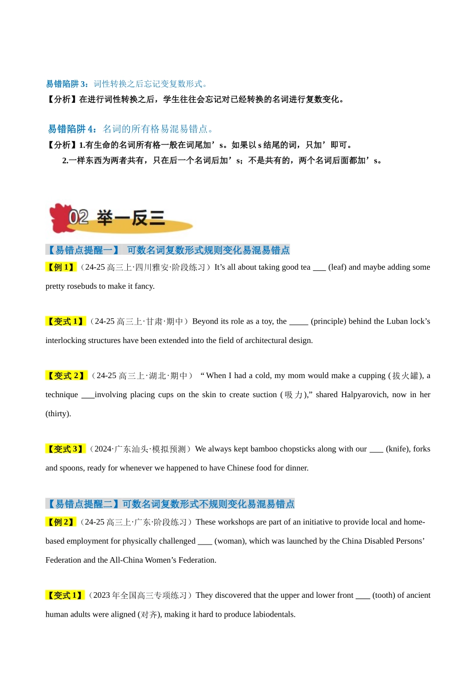 易错点08 名词（原卷版）-（新高考通用）.docx_第2页