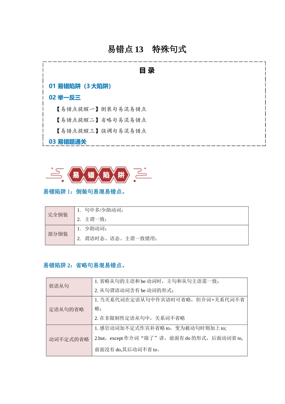 易错点13  特殊句式（3大陷阱）-备战2024年高考英语考试易错题（解析版）.docx_第1页