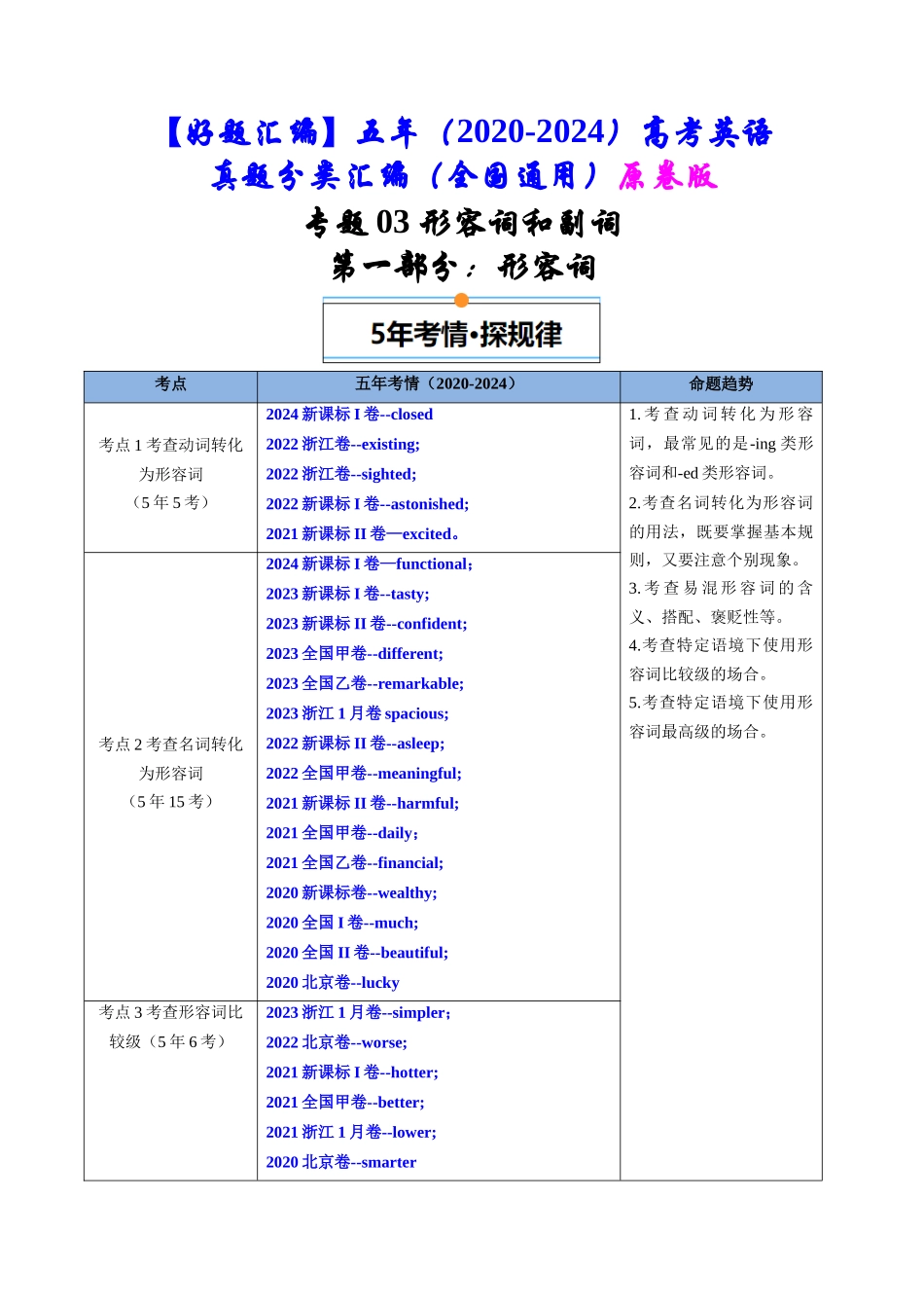 专题03  形容词和副词（全国通用）（原卷版）.docx_第1页