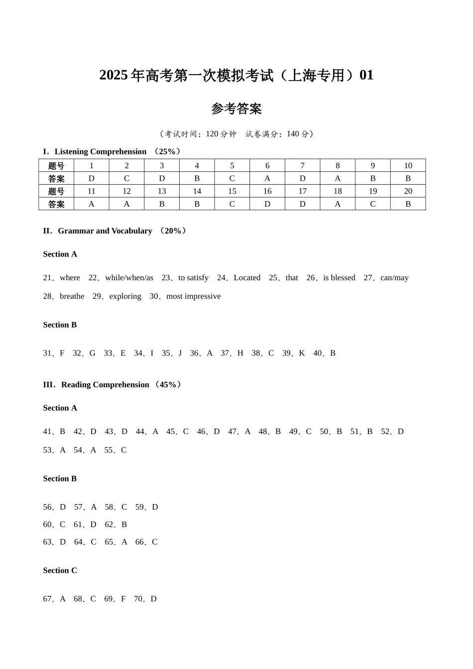 英语（上海专用 01）（参考答案）.docx_第1页