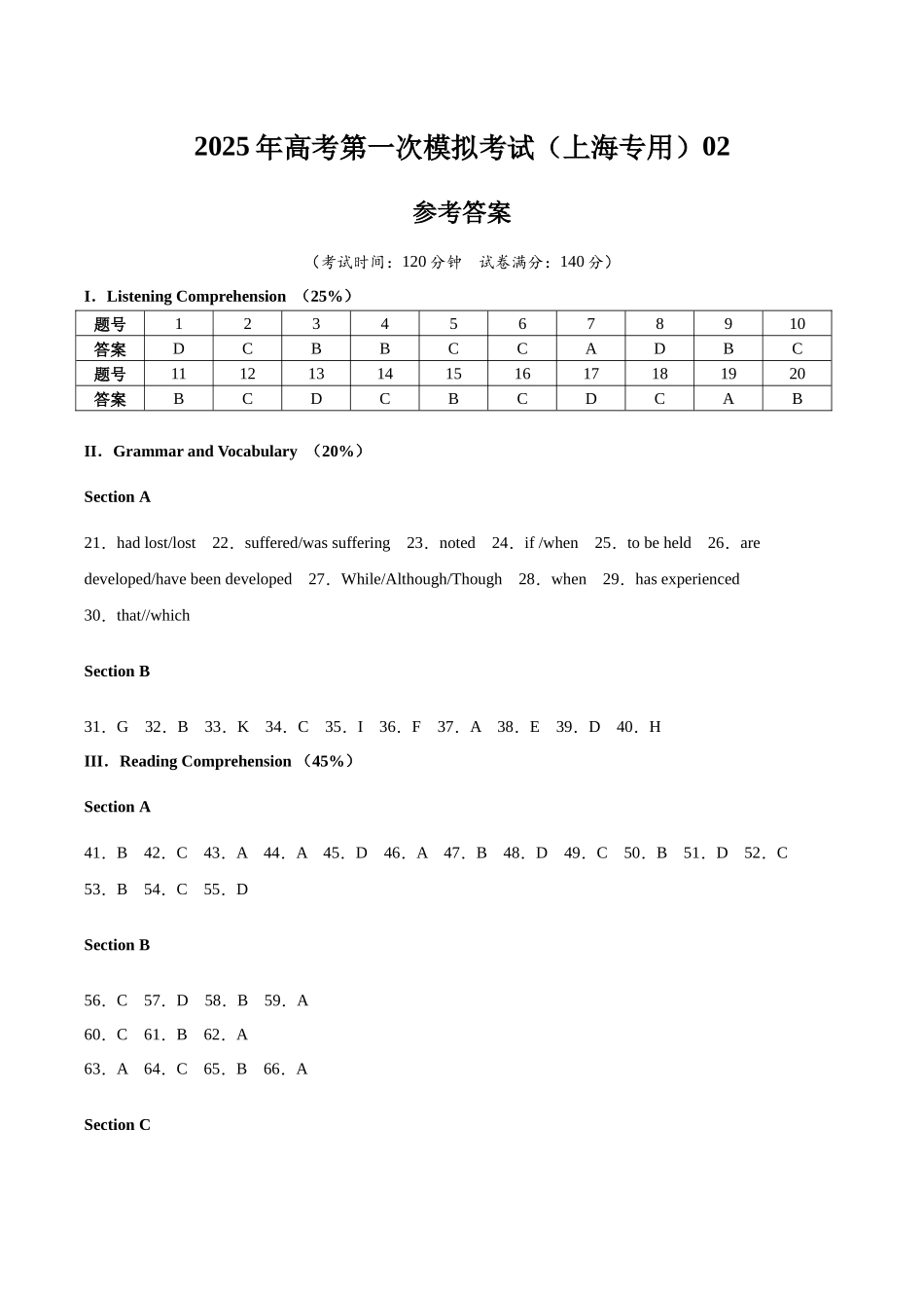 英语（上海专用 02）（参考答案）.docx_第1页