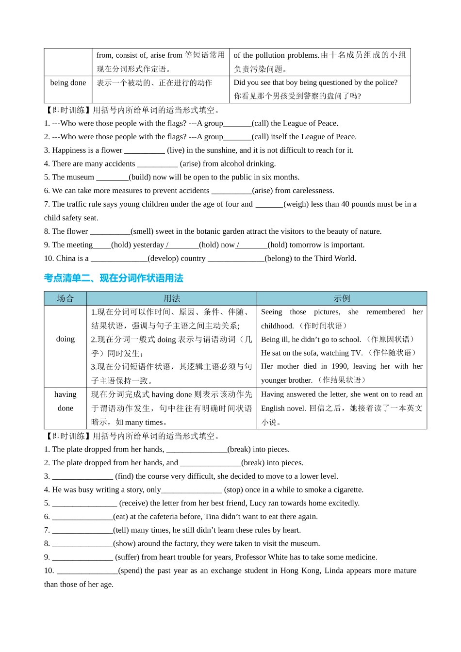 专题03 现在分词七大考点归纳(讲案)(快问快答+考点细目+精讲精练+分类通关+作文升格+原创语填) 学生版.docx_第3页