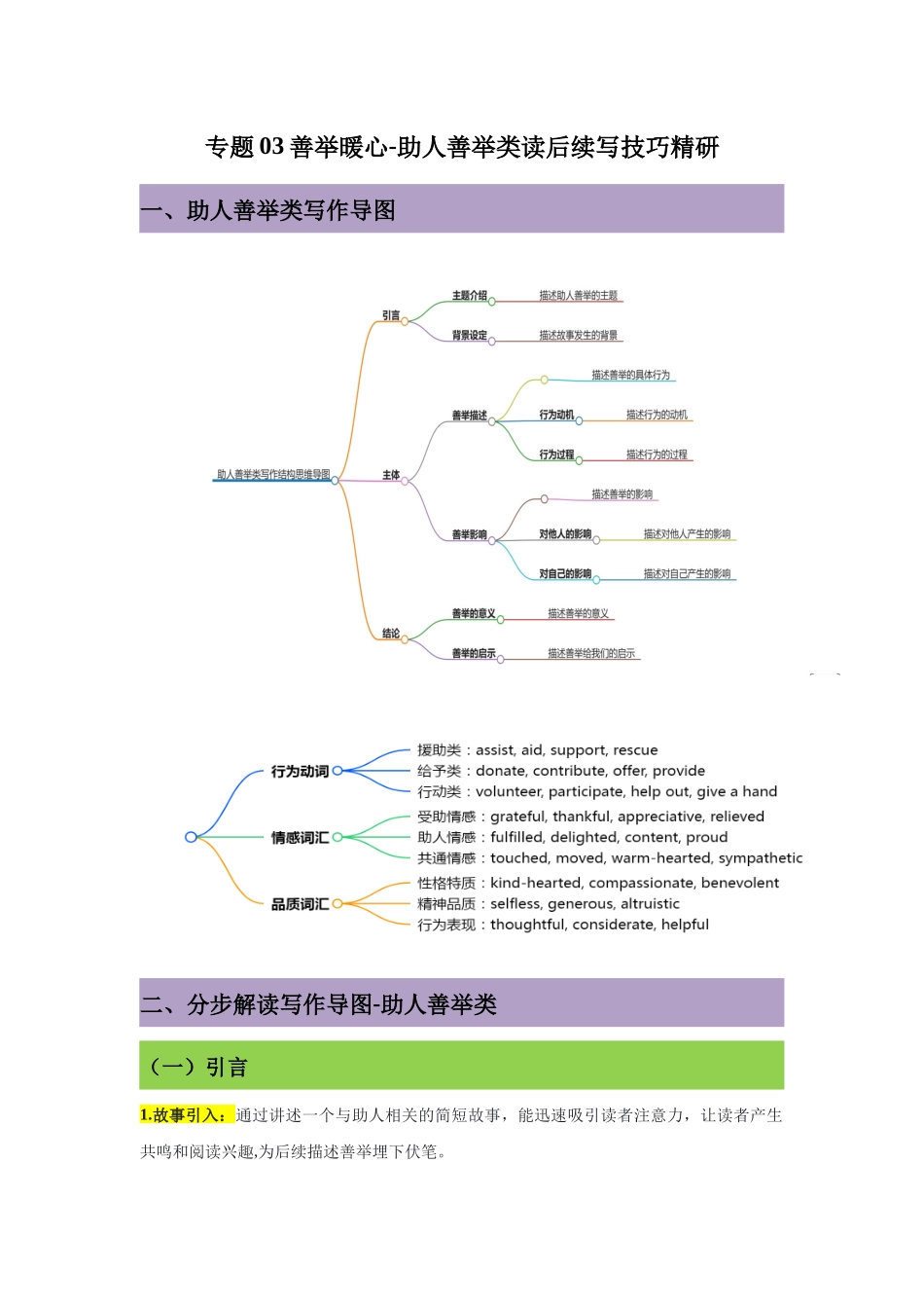 专题03善举暖心-助人善举类读后续写技巧精研-原卷版.docx_第1页