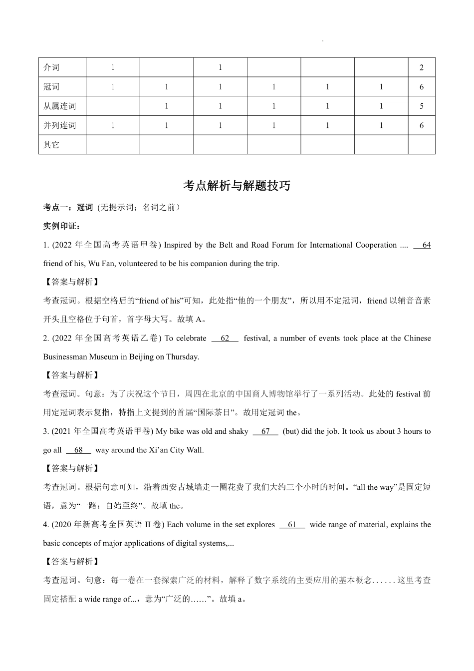 专题3.1+语法填空(一)（考情分析+真题回顾+最新模拟试题）（解析版）.pdf_第2页