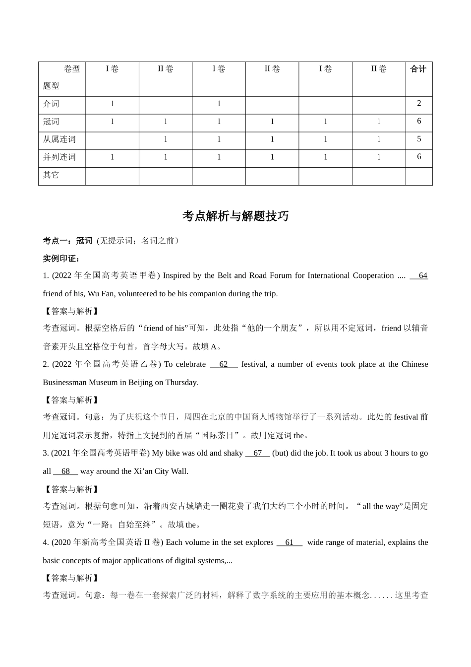 专题3.1+语法填空(一)（考情分析+真题回顾+最新模拟试题）（原卷版）.docx_第2页