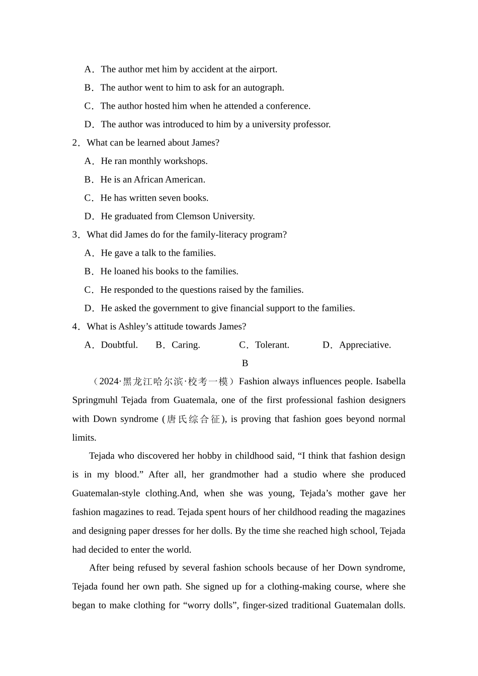 阅读理解B篇记叙文15篇（2）（精选2024年各地市模拟好题）.docx_第2页