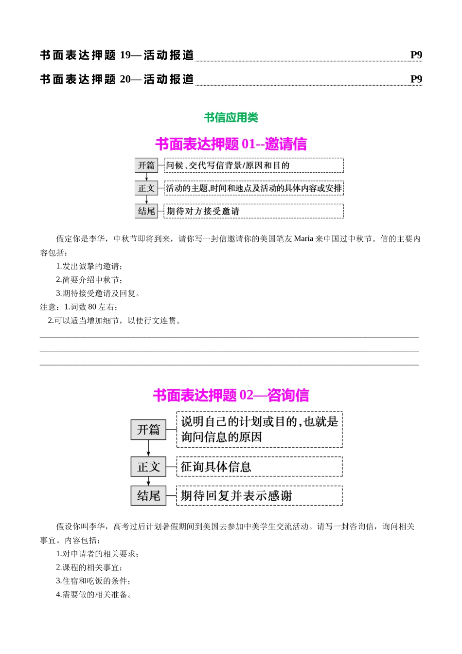 专题04 考前必做应用文写作押题20篇（思维导图+高频题型）原卷版.docx_第2页