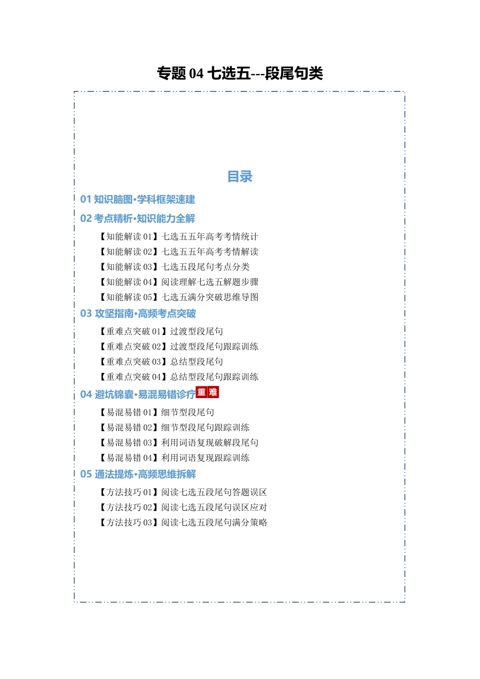 专题04 七选五--段尾句类（知识清单）（学生版）.docx_第1页