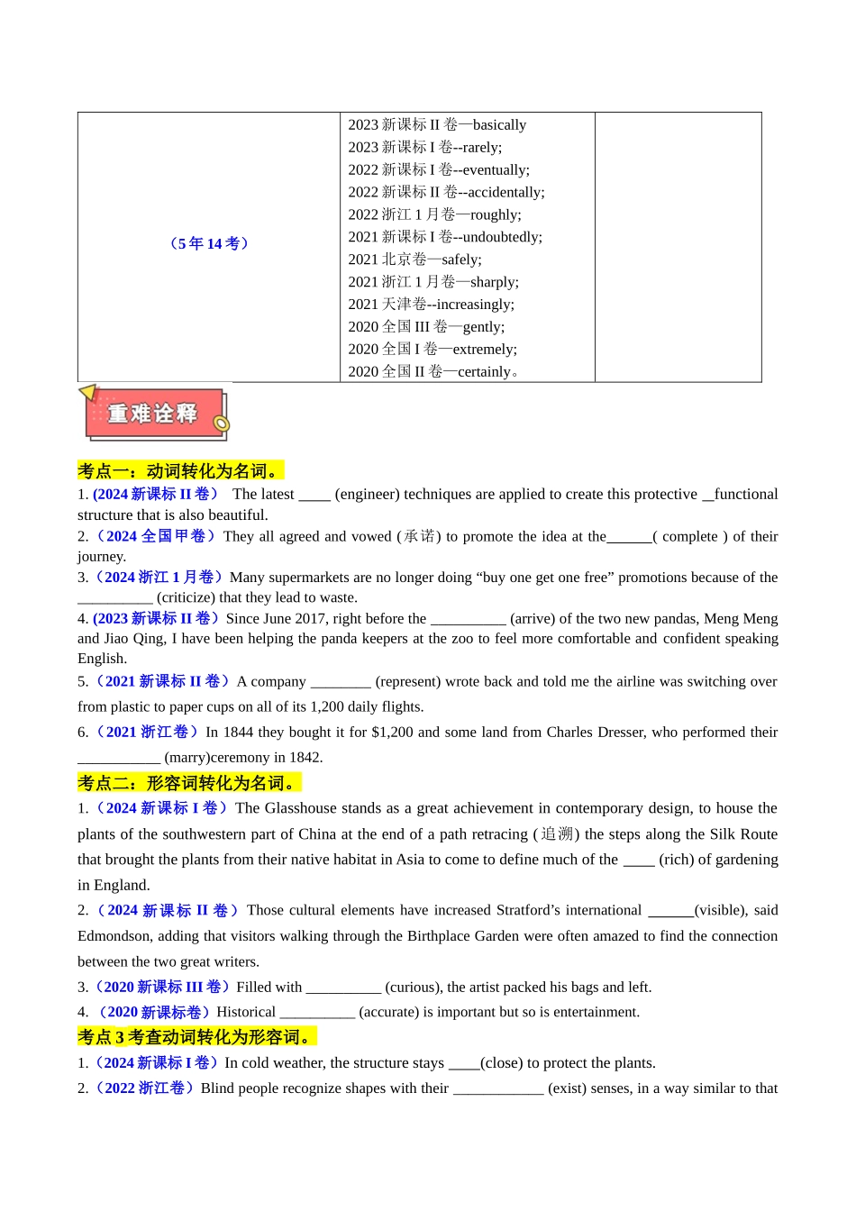 重难点05 语法填空之词性转换(原卷版).docx_第2页