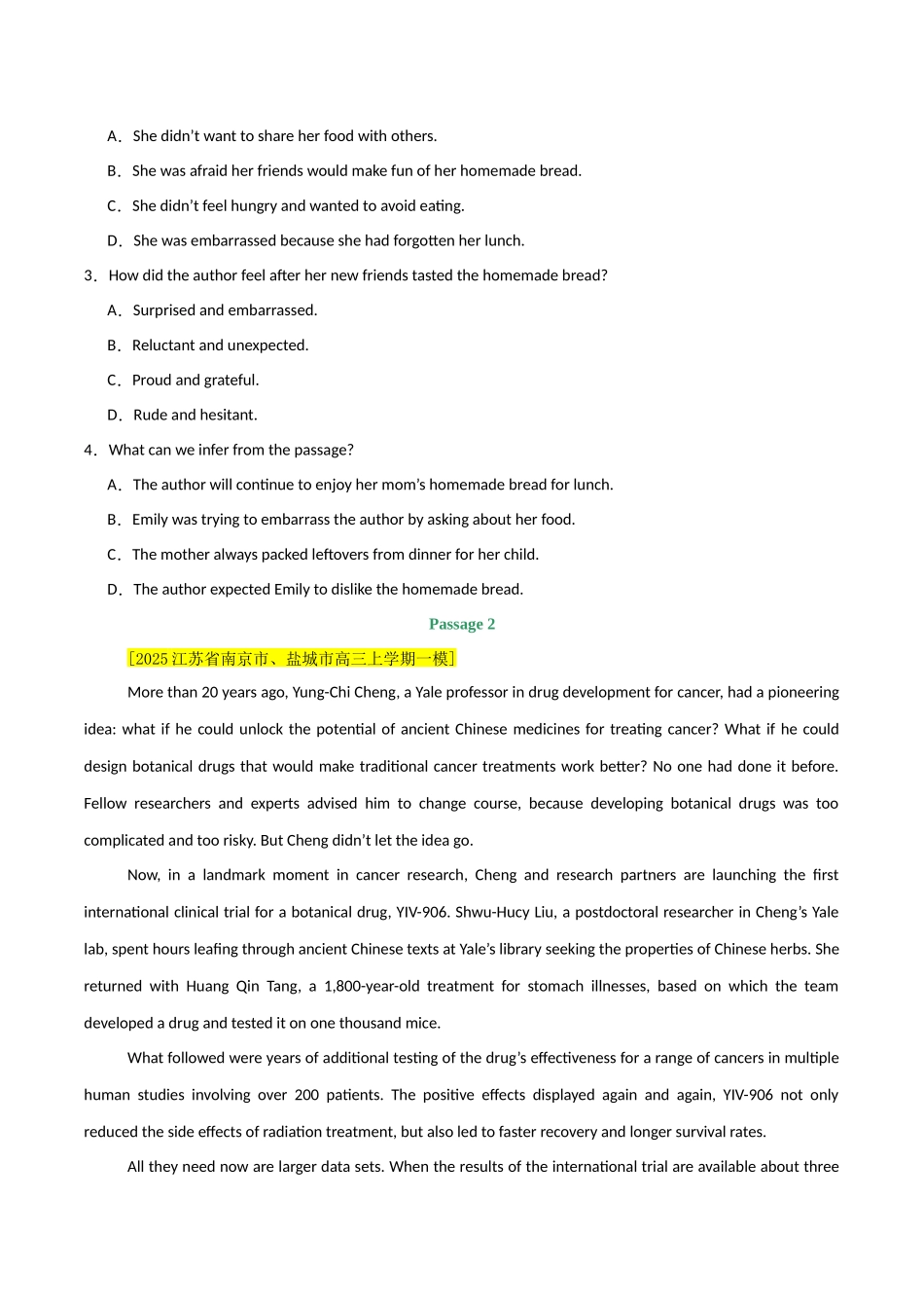 专题04 阅读理解（记叙文+议论文+新闻报道)（学生版）.docx_第2页