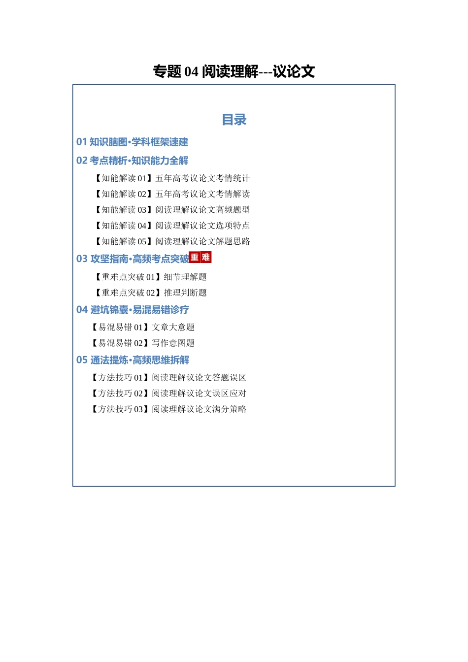 专题04 阅读理解---议论文（知识清单）（学生版）.docx_第1页