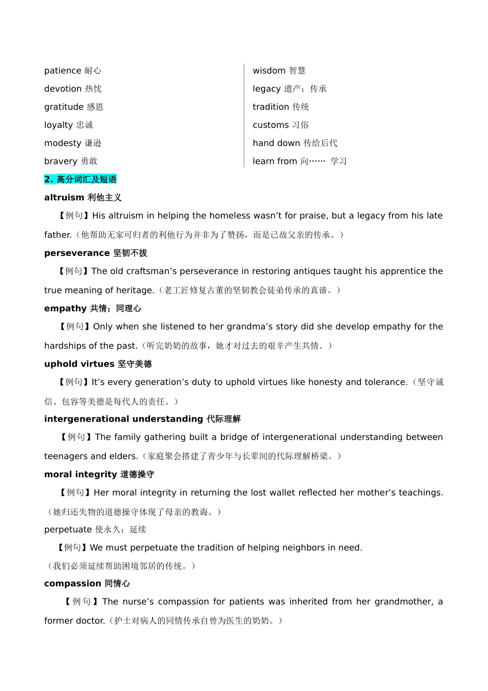 主题15.高尚品质与理解传承（学生版）.docx_第2页