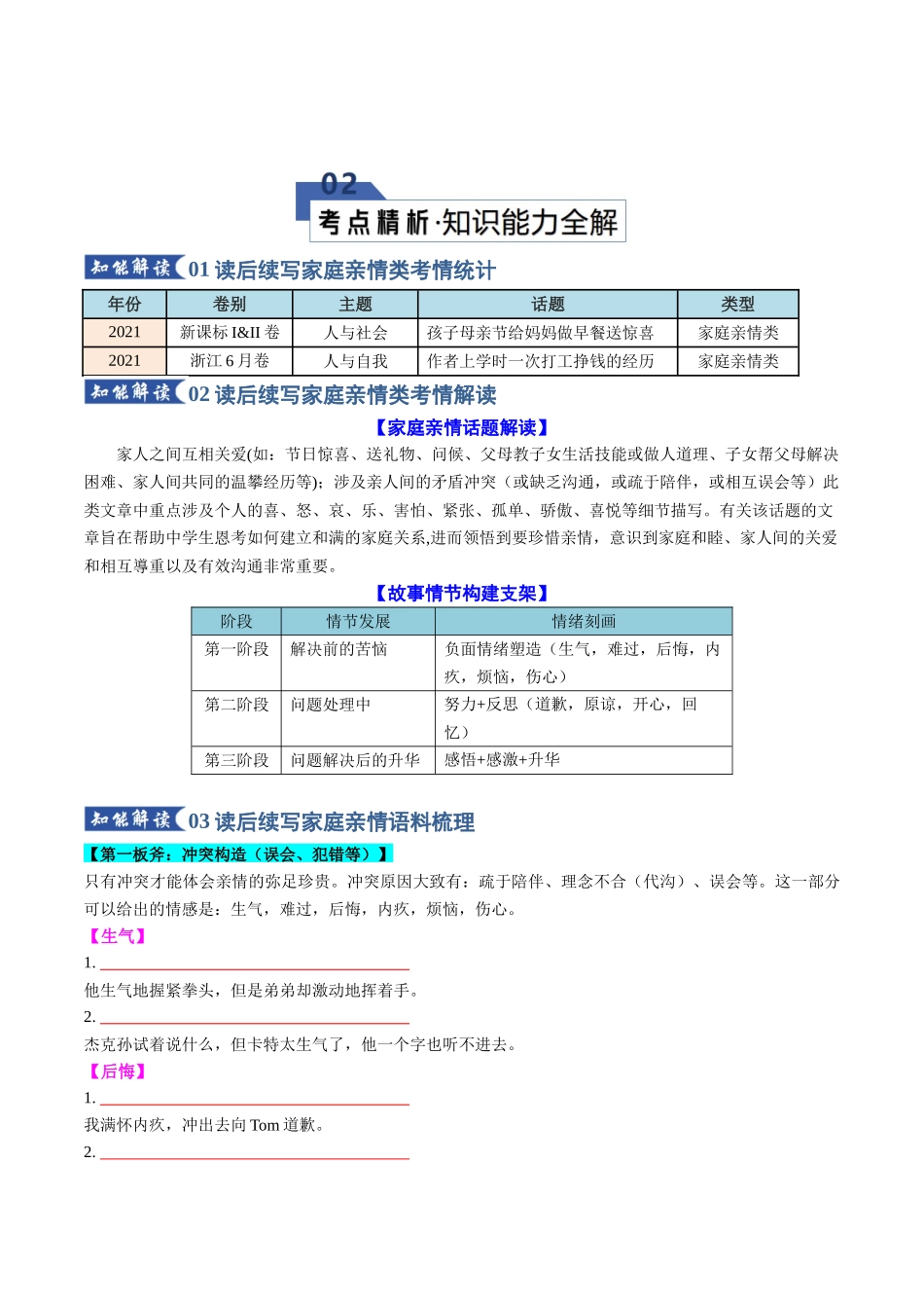 专题05 读后续写之家庭亲情类（知识清单）（学生版）.docx_第3页
