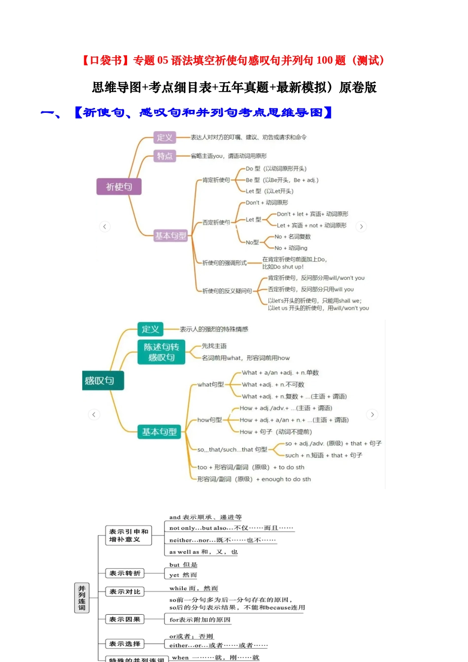专题05 语法填空祈使感叹并列句100题（精练） -2024年高考英语一轮复习知识清单（全国通用）解析版.docx_第1页