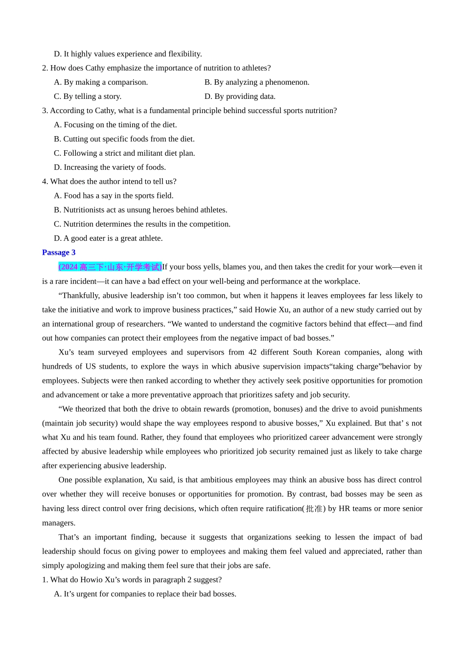 专题05 阅读理解说明文之工作职业8篇+饮食健康6篇+文化3篇+环境保护6篇(模考好题23篇)(学生版).docx_第3页
