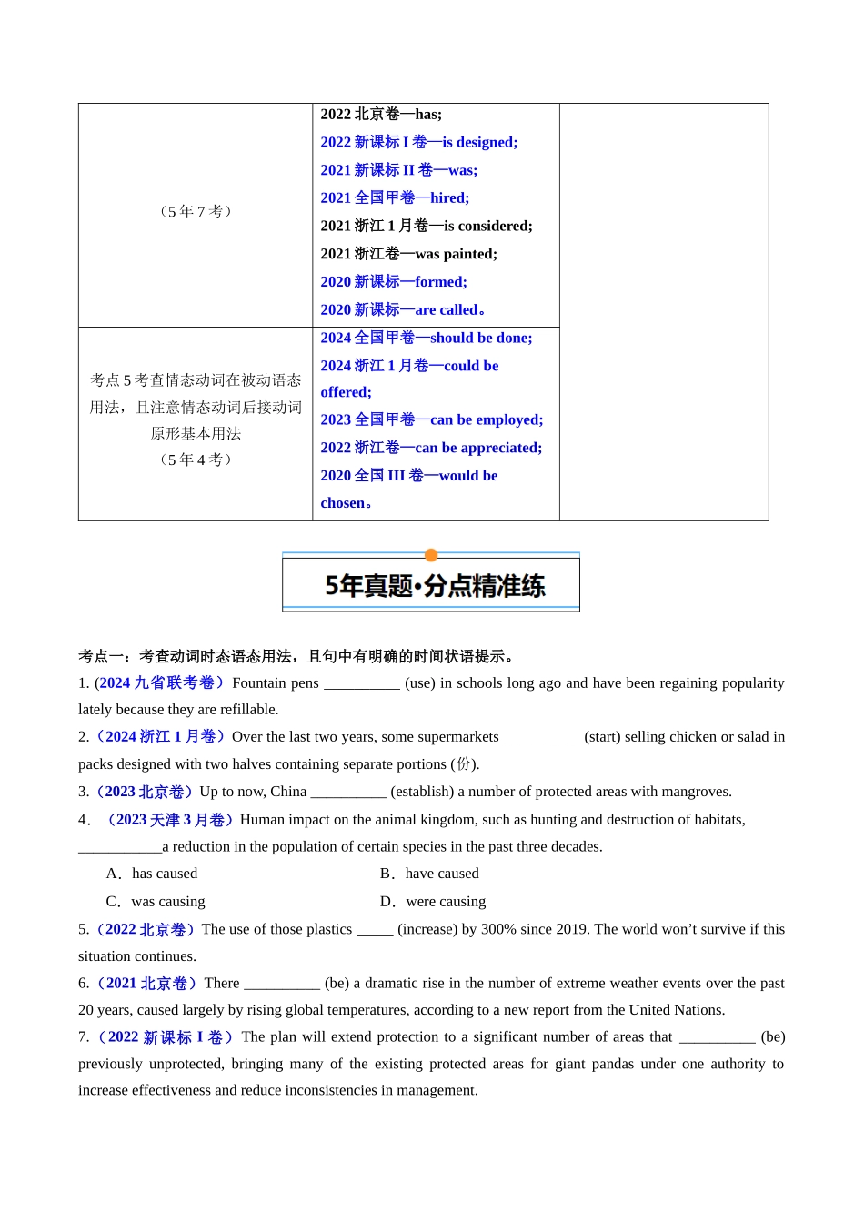 专题06  动词的时态、语态和主谓一致（全国通用）（原卷版）.docx_第2页