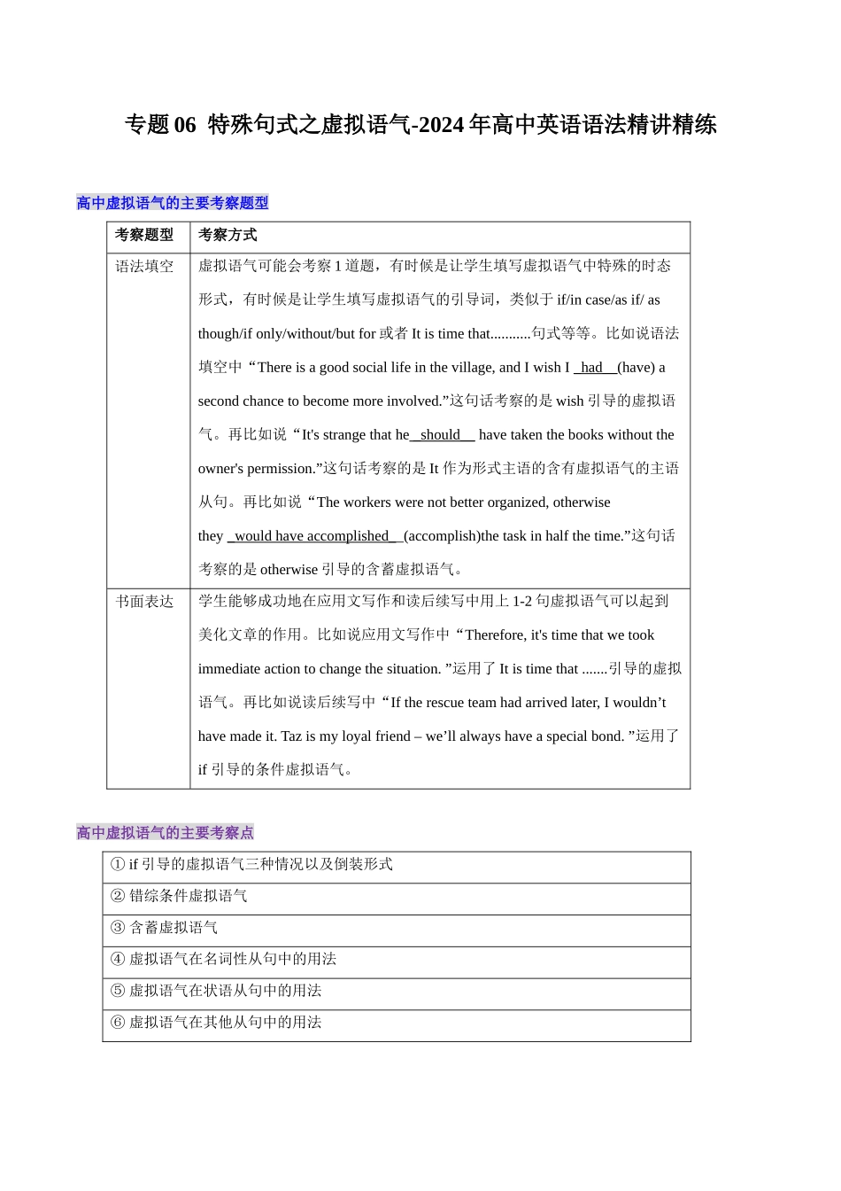 专题06  特殊句式之虚拟语气.docx_第1页