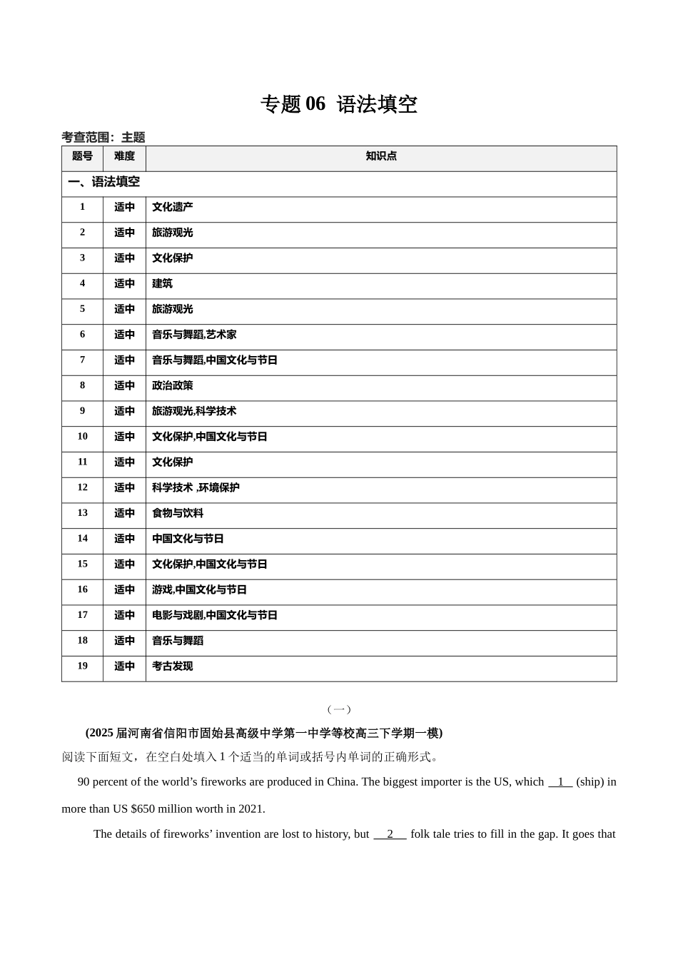 专题06  语法填空  -（新高考八省）（教师版）.docx_第1页