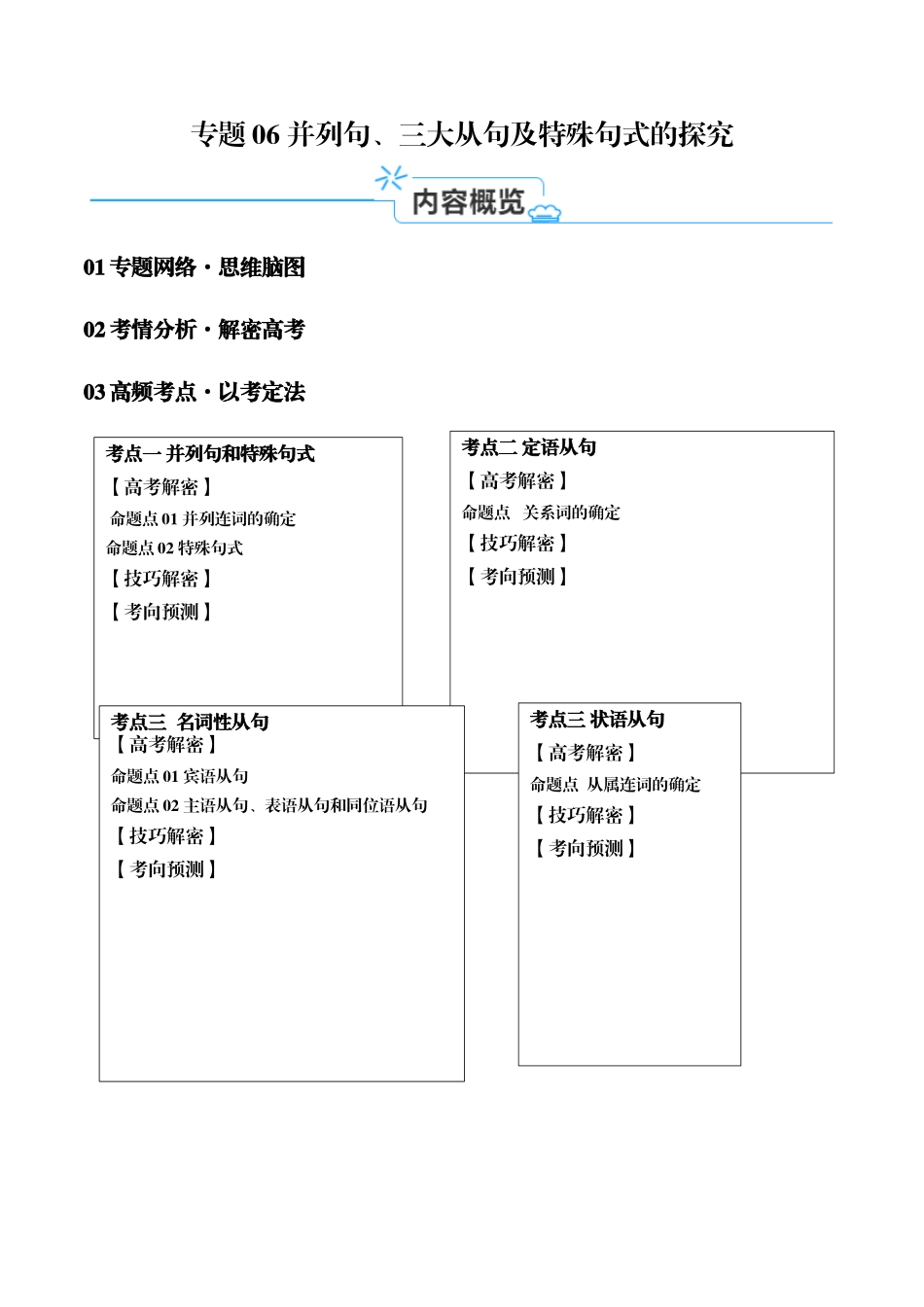 专题06 并列句、三大从句及特殊句式的探究（讲义）（原卷版）-（新高考专用）.docx_第1页
