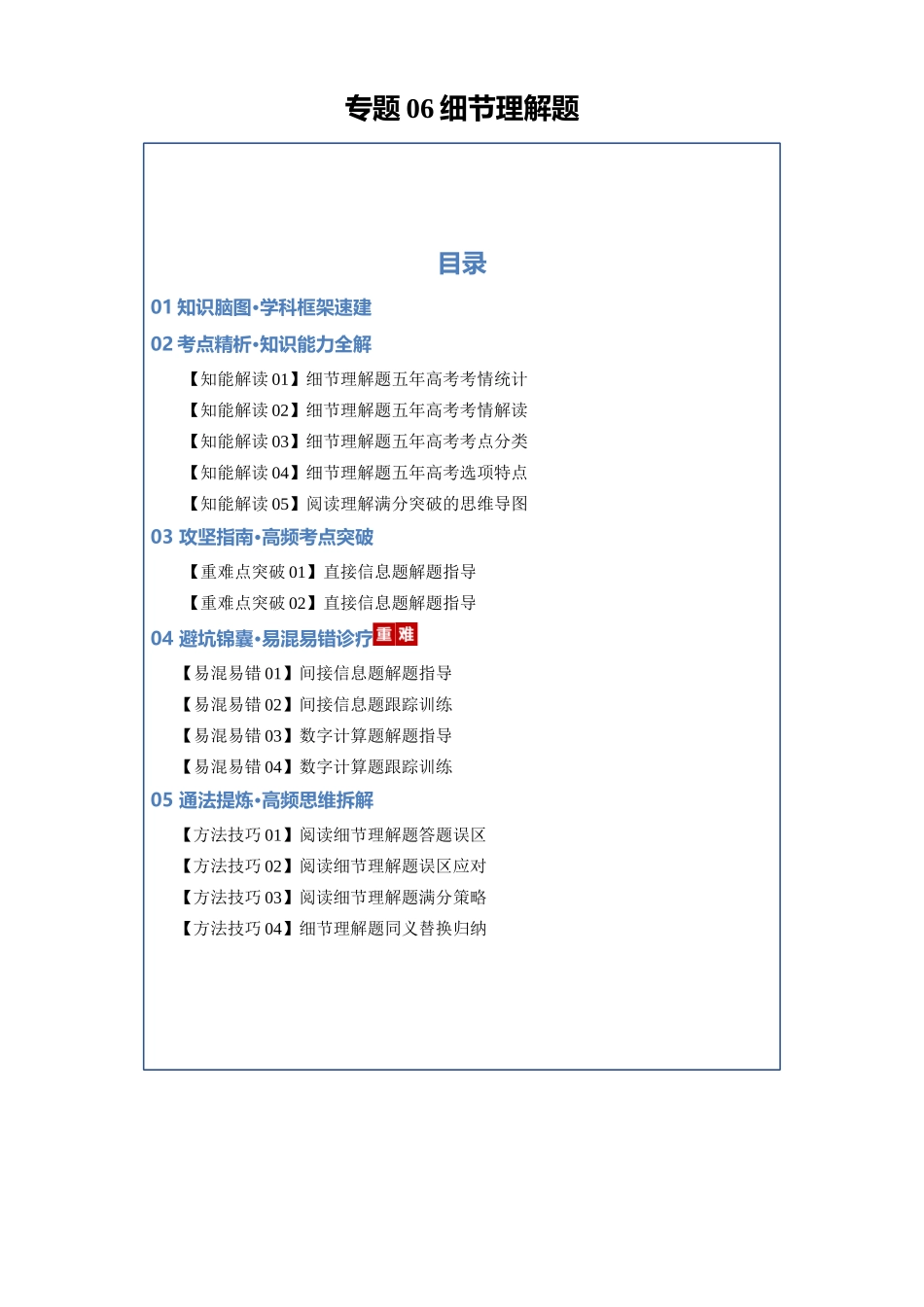 专题06 细节理解题（知识清单）（教师版）.docx_第1页
