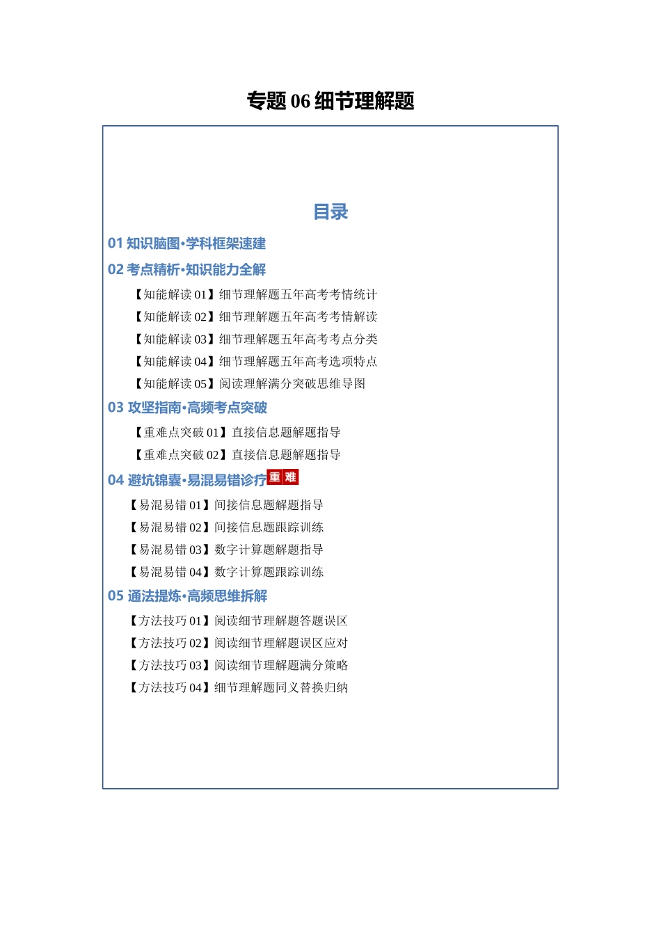专题06 细节理解题（知识清单）（学生版）.docx_第1页