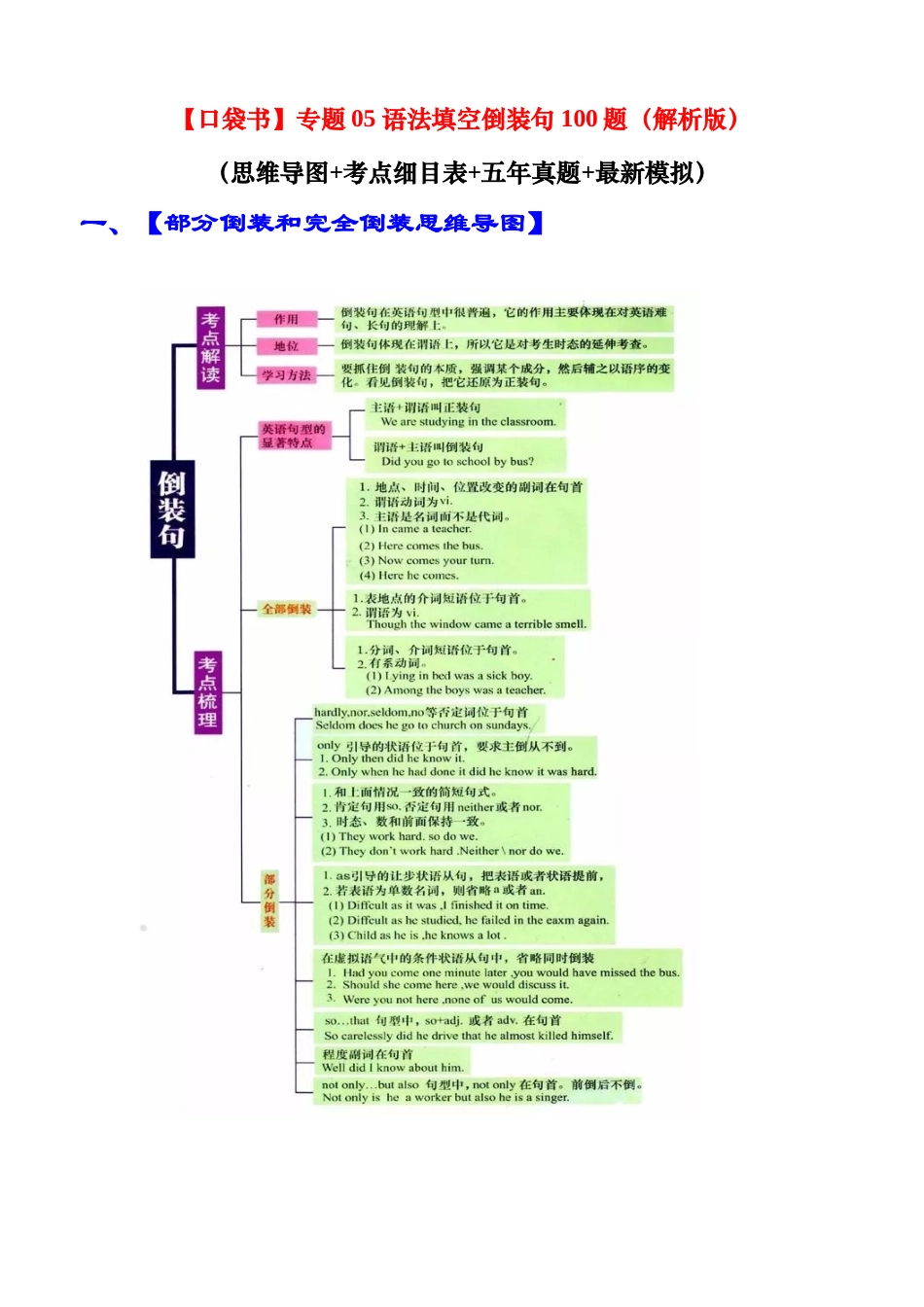 专题06 语法填空倒装句100题（精练） -2024年高考英语一轮复习知识清单（全国通用）解析版.docx_第1页