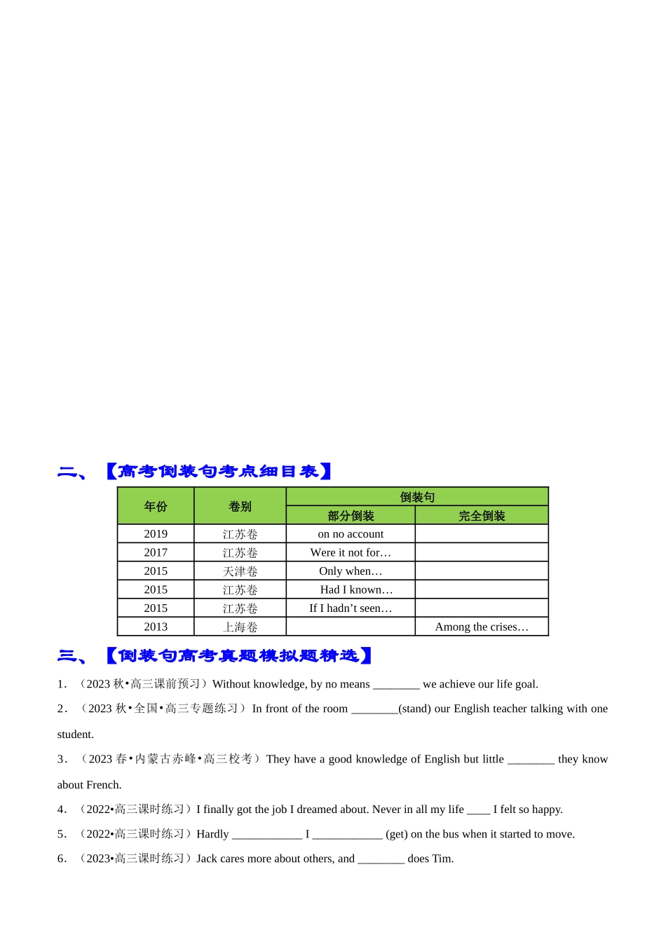 专题06 语法填空倒装句100题（精练） -2024年高考英语一轮复习知识清单（全国通用）原卷版.docx_第2页