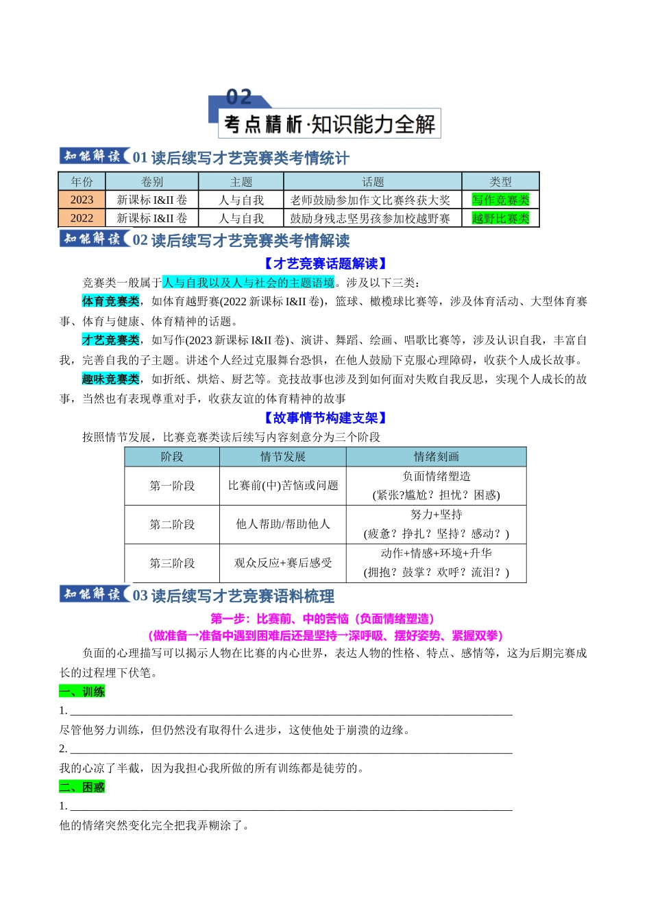 专题07 读后续写之才艺竞赛类（知识清单）（学生版）.docx_第3页