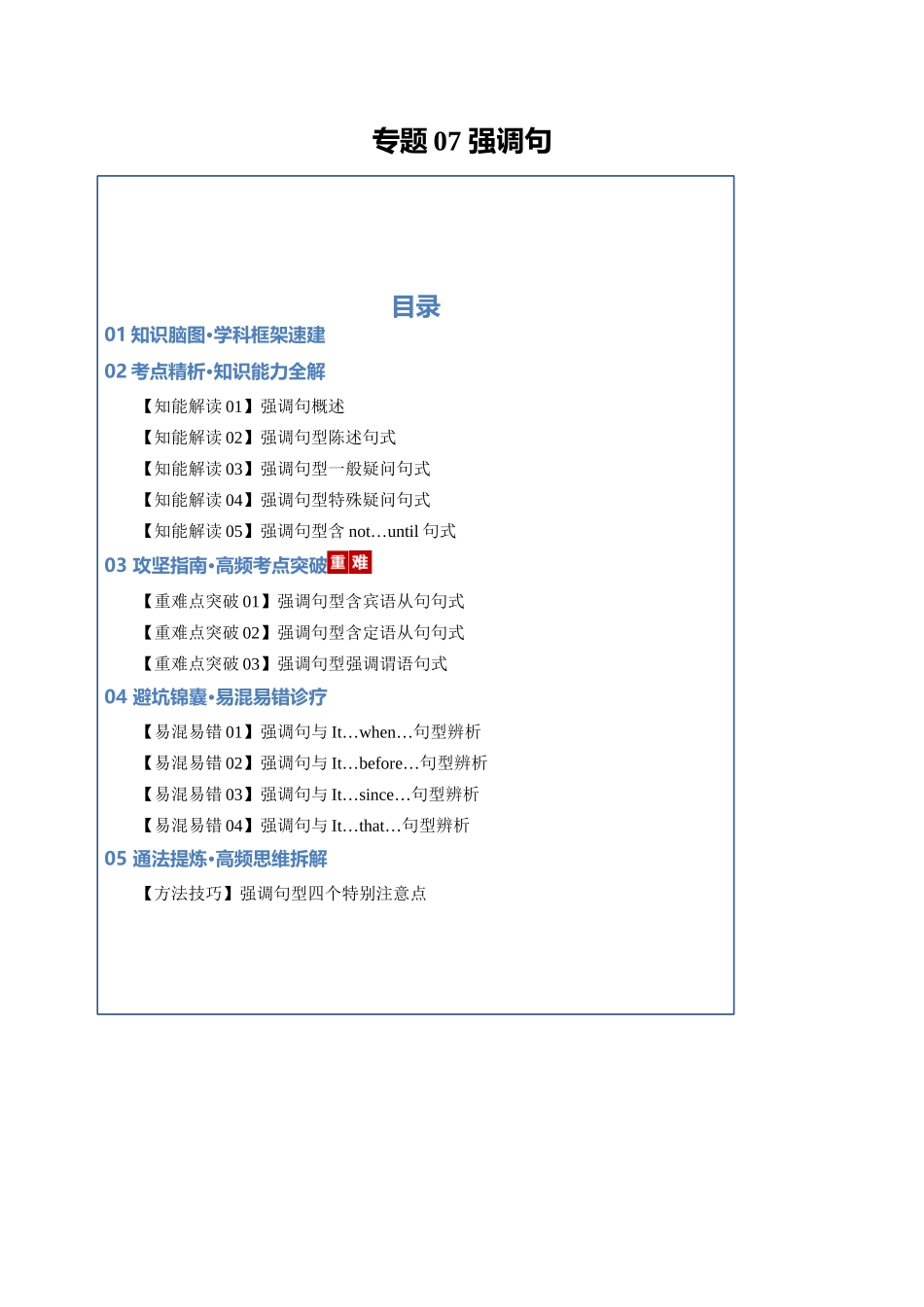 专题07 强调句型（知识清单）（教师版）.docx_第1页
