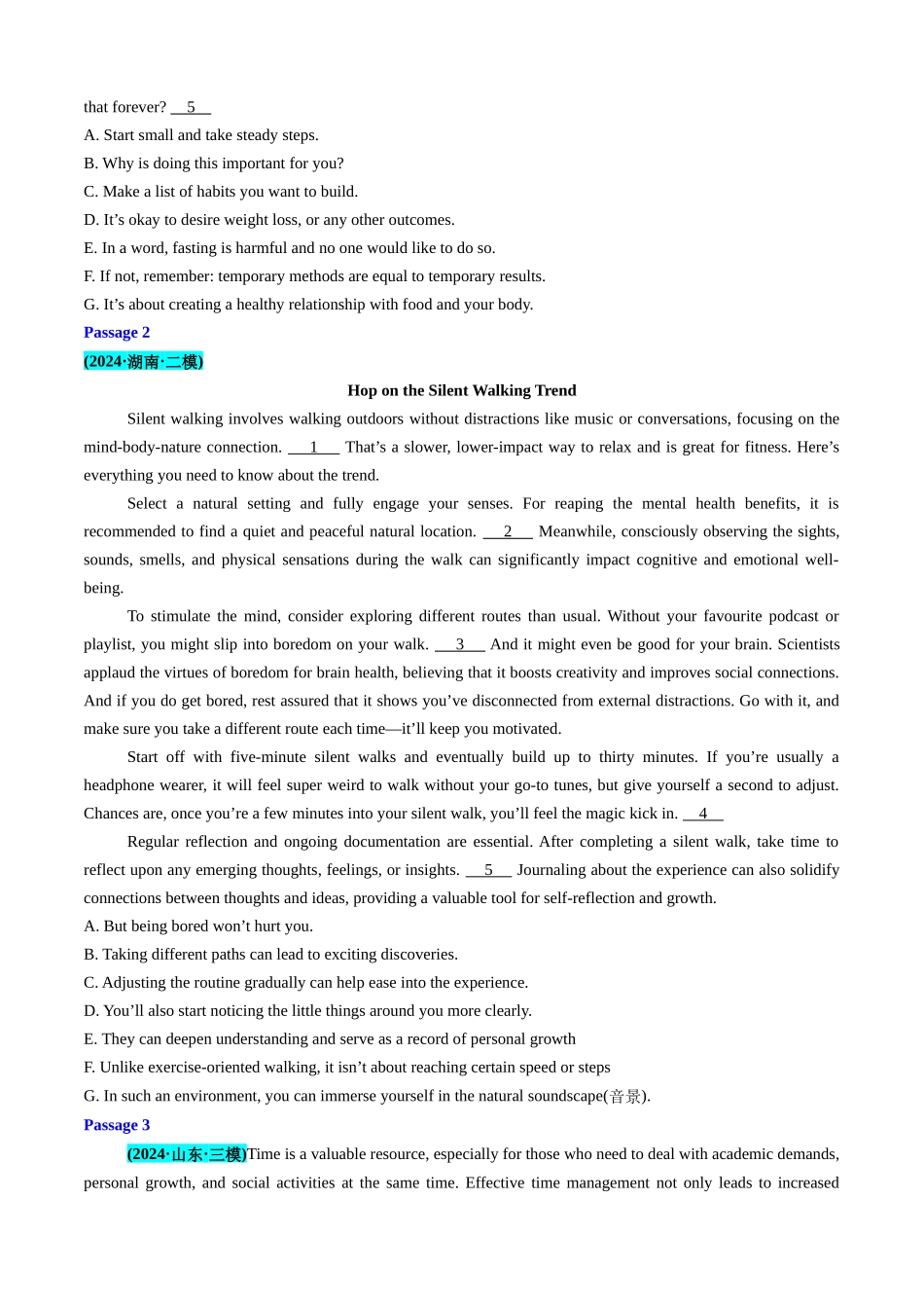 专题07 阅读理解七选五之方法策略10篇+环境保护6篇+文化4篇(模考好题20篇)(原卷版).docx_第2页