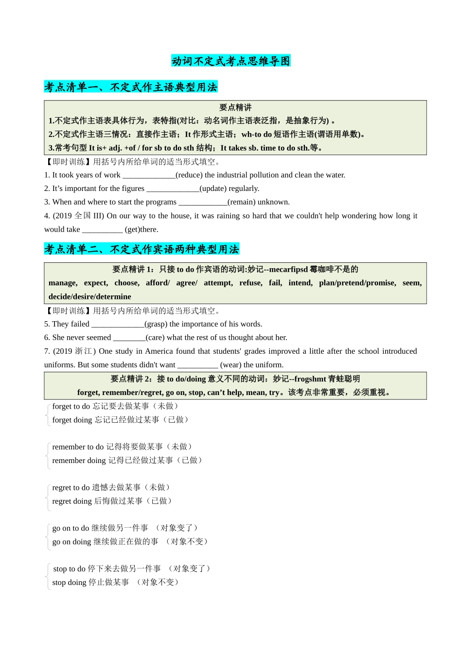 专题08 动词不定式八大用法（清单） -2024年高考英语一轮复习知识清单（全国通用）原卷版.docx_第3页