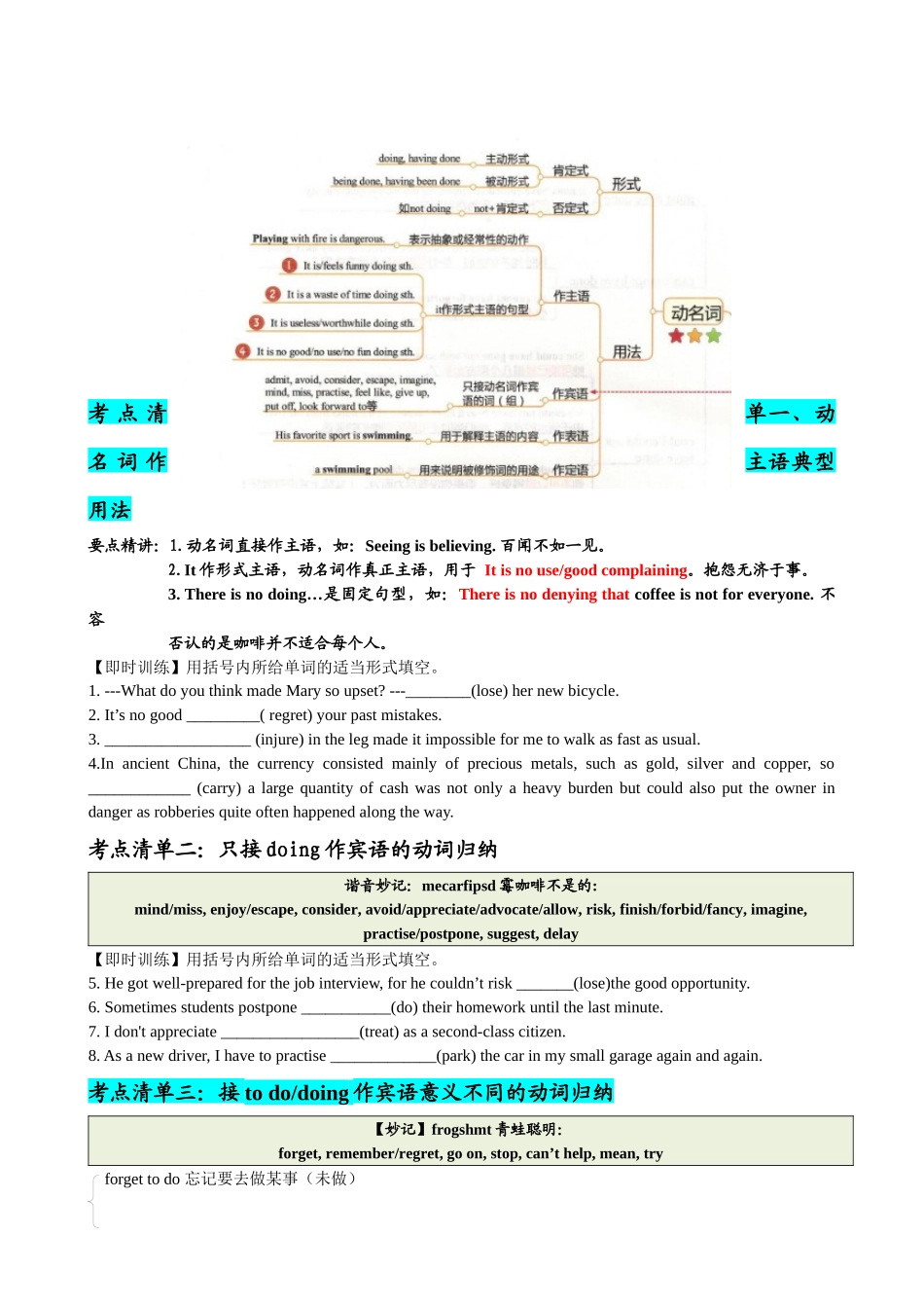 专题09 动名词九大典型用法(清单) -2024年高考英语一轮复习知识清单(全国通用)原卷版.docx_第2页