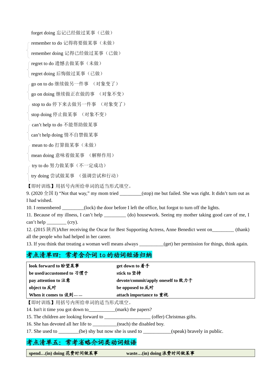 专题09 动名词九大典型用法(清单) -2024年高考英语一轮复习知识清单(全国通用)原卷版.docx_第3页