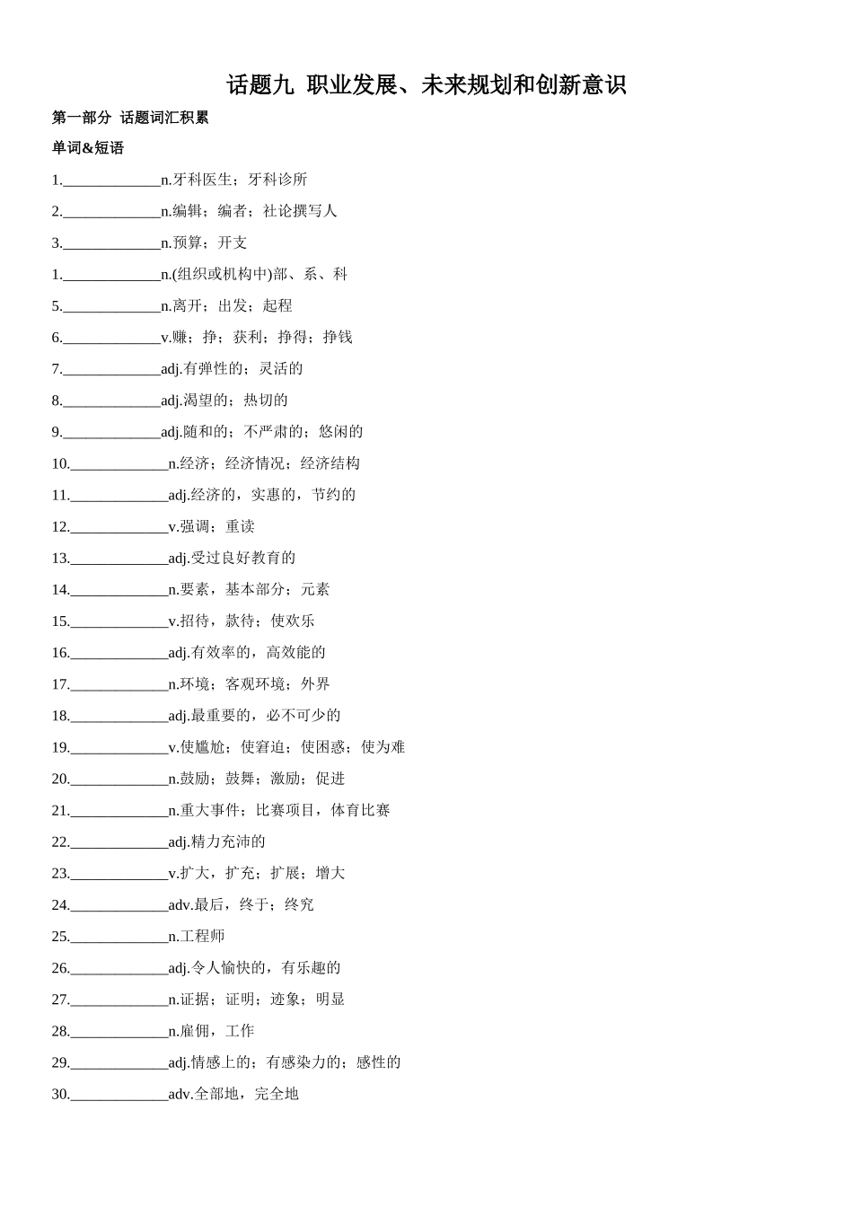 专题09 职业发展、未来规划和创新意识.docx_第1页