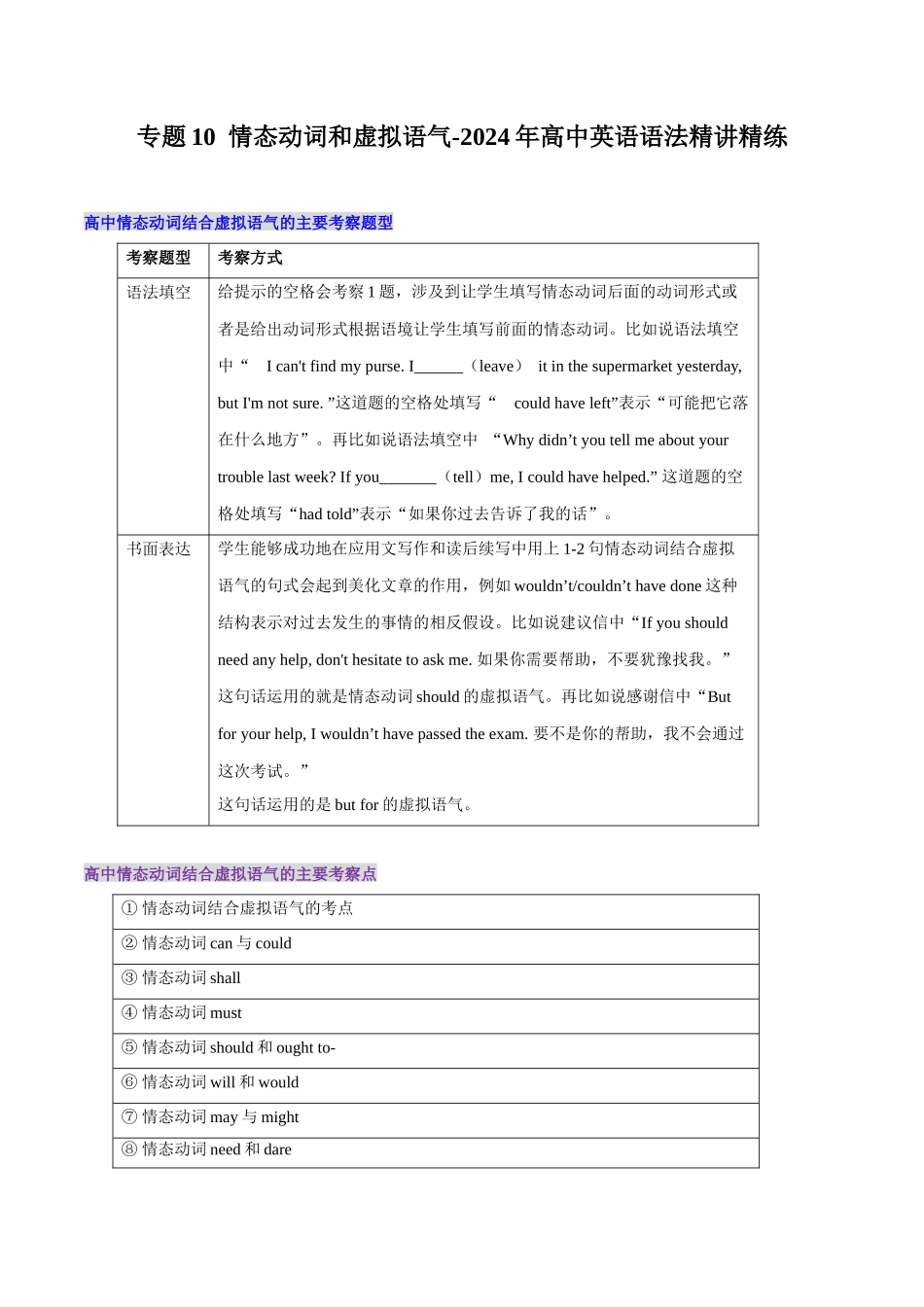 专题10  情态动词和虚拟语气.docx_第1页