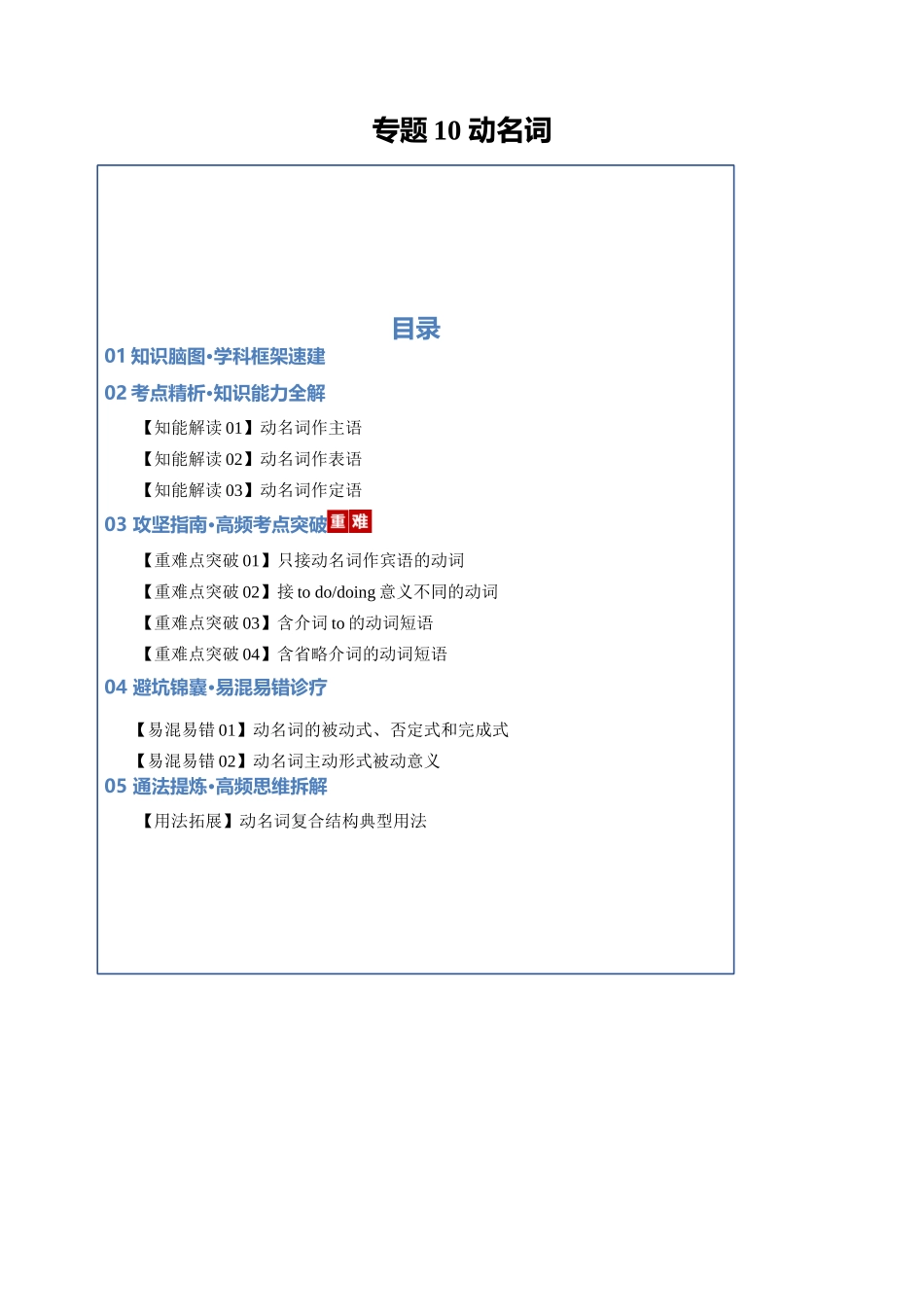 专题10 动名词（知识清单）（教师版）.docx_第1页
