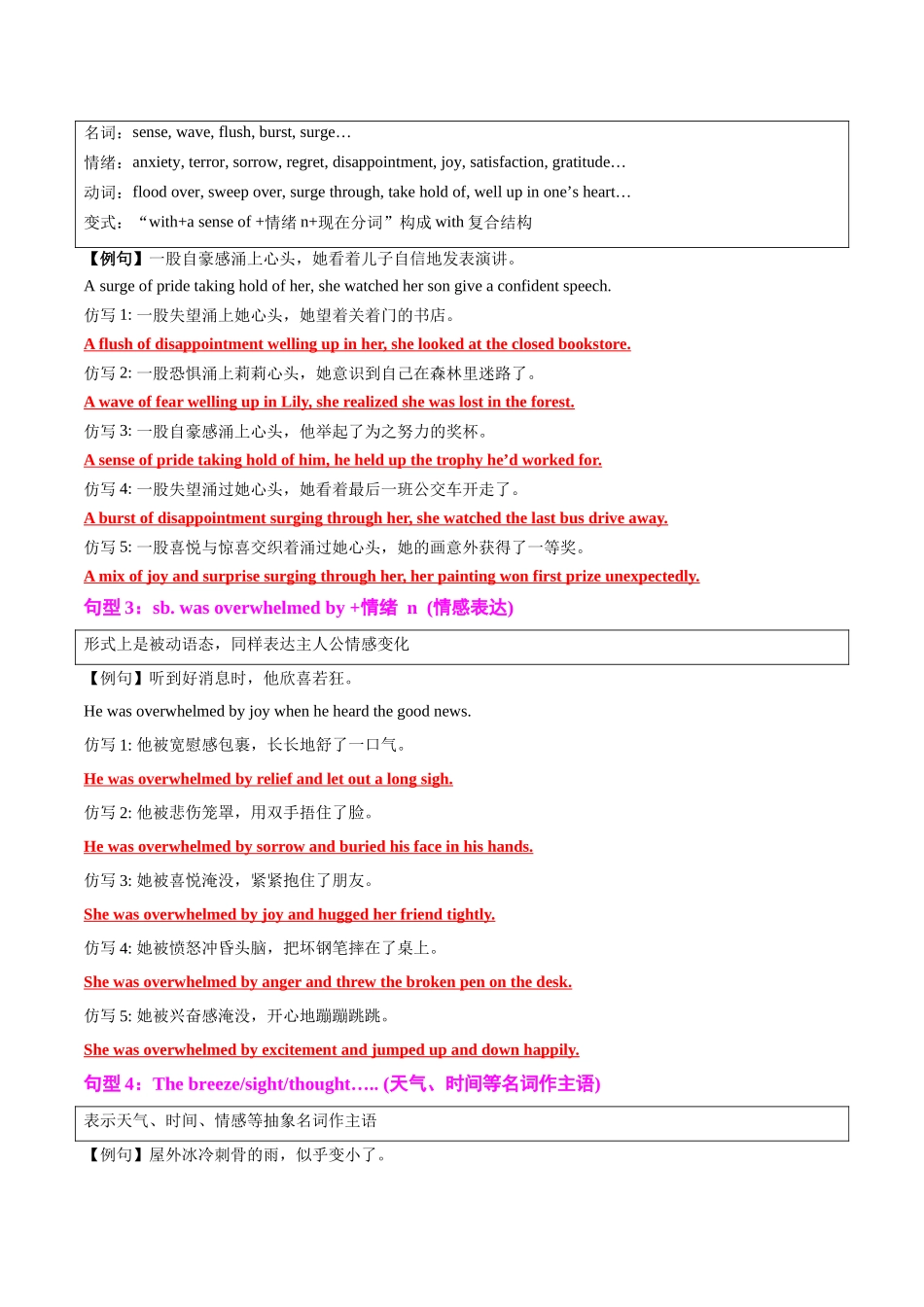 专题10 读后续写提分赋能12个句型60例仿写（知识清单）（教师版）.docx_第2页
