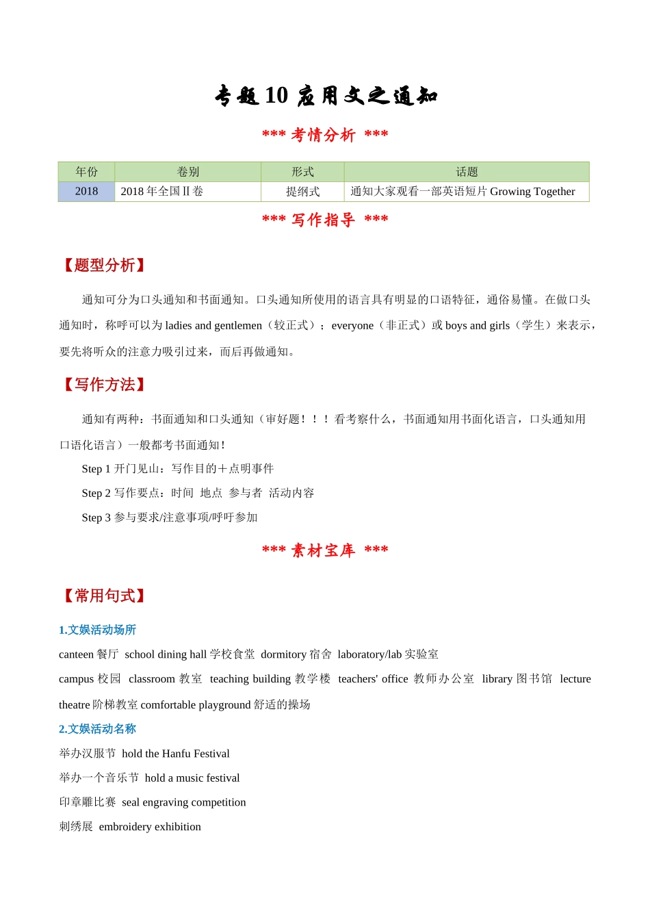 专题10 应用文之通知（解析版）-【妙笔生花】2025年高考英语写作常考文体提分秘籍.docx_第1页