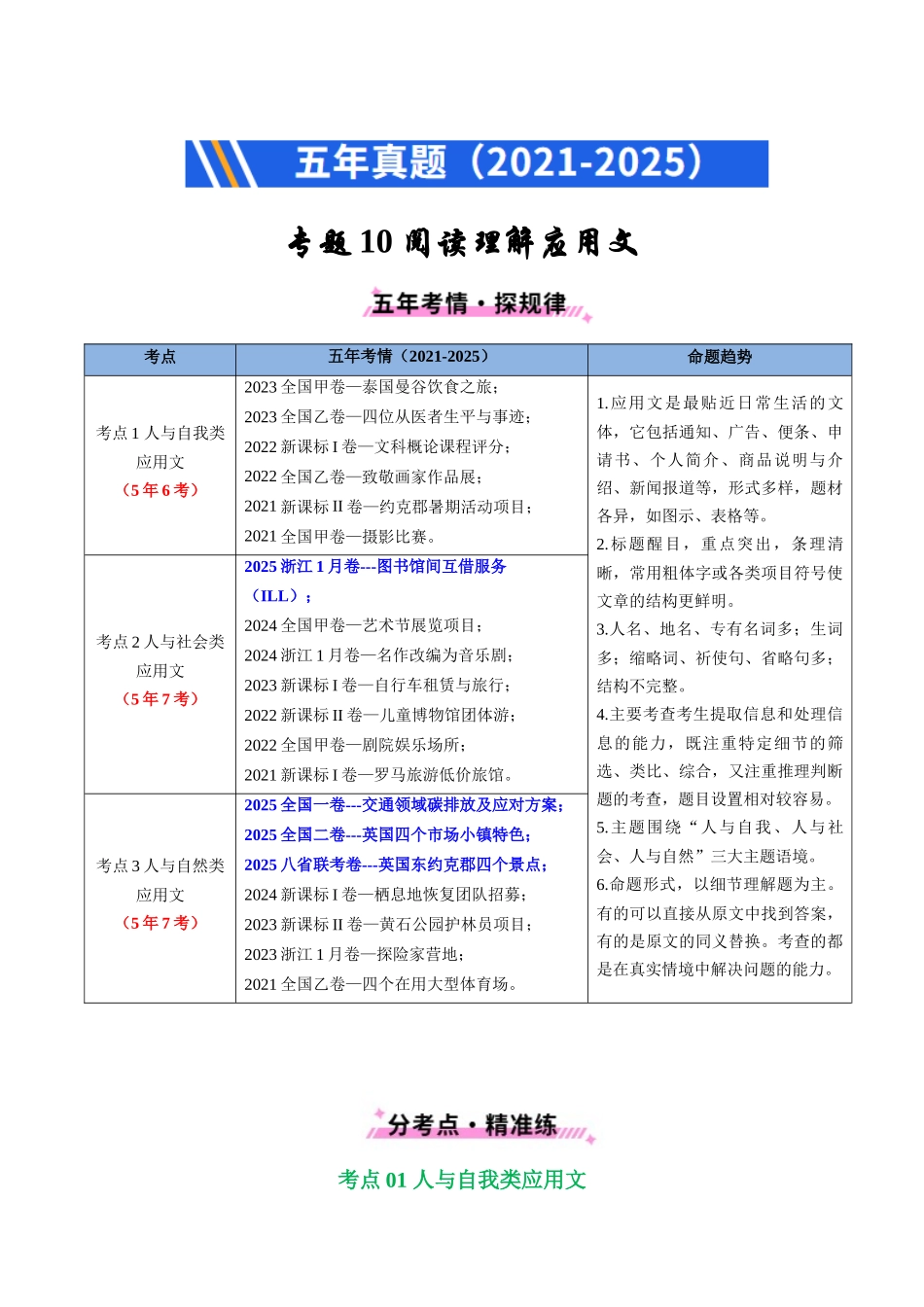 专题10 阅读理解应用文（全国通用）（教师版）.docx_第1页