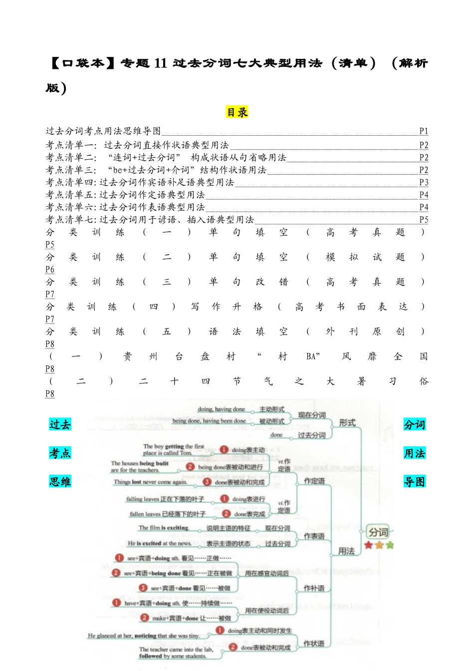 专题11 过去分词七大典型用法（清单） -2024年高考英语一轮复习知识清单（全国通用）解析版.docx_第1页