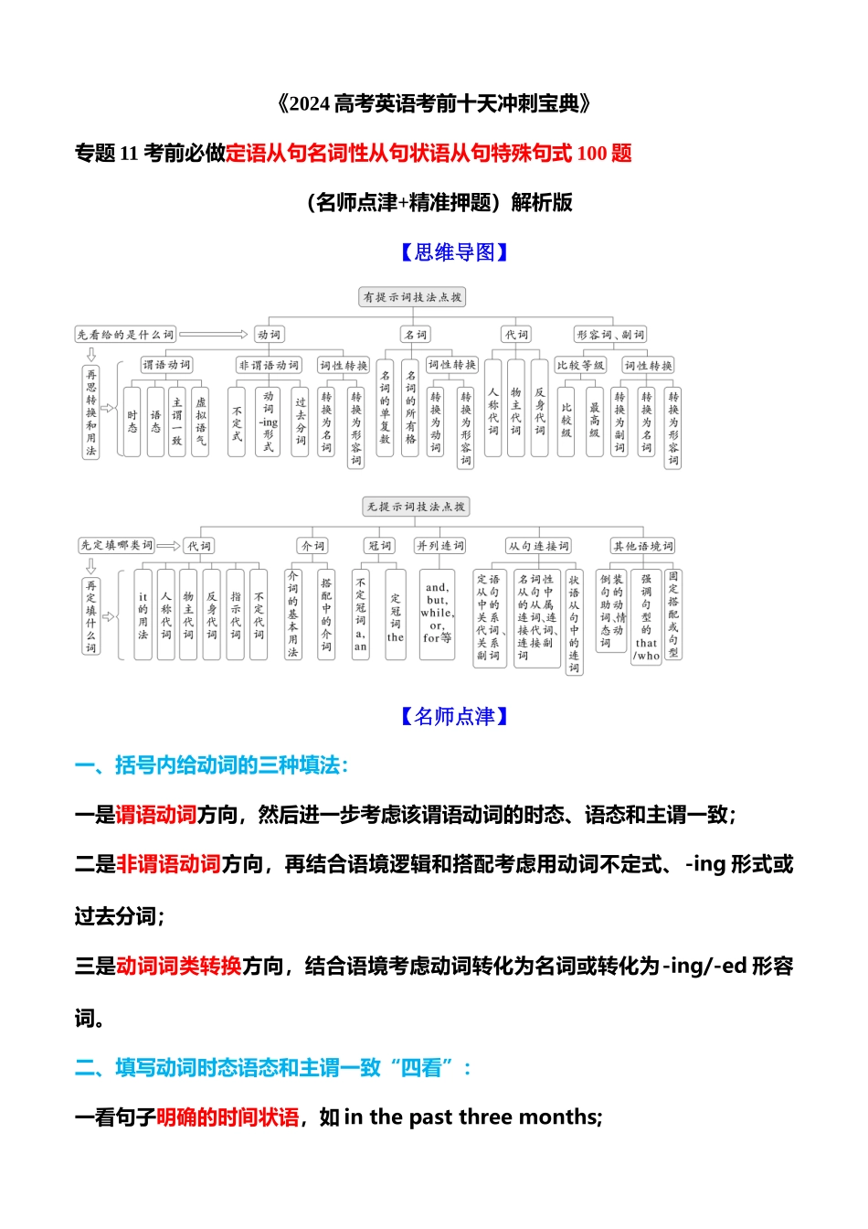 专题11 考前必做定语从句名词性从句状语从句特殊句式（名师点津+精准押题）解析版.docx_第1页