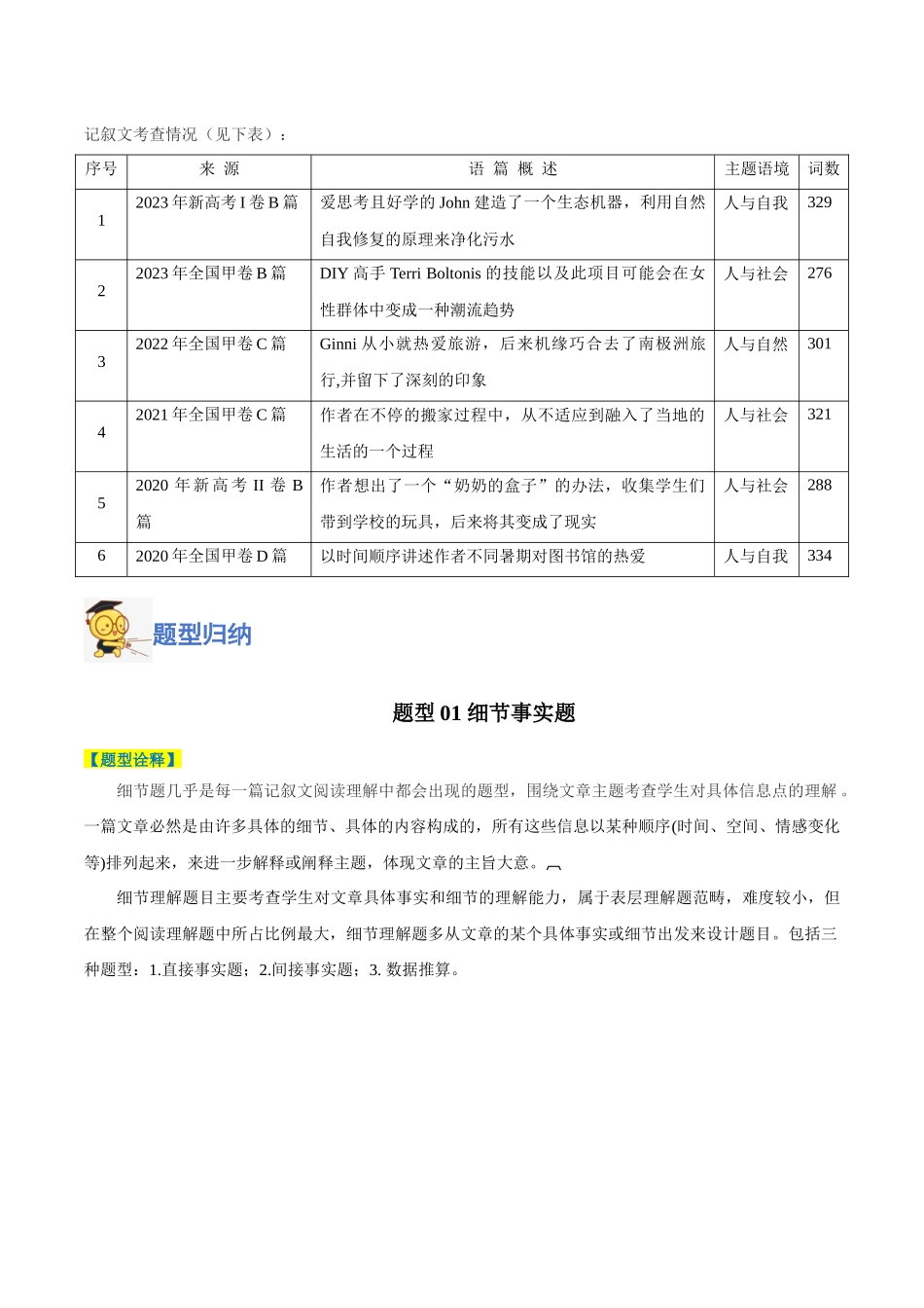 专题11 阅读理解之记叙文-2024年高考英语二轮热点题型归纳与变式演练（新高考通用）（解析版）.docx_第2页