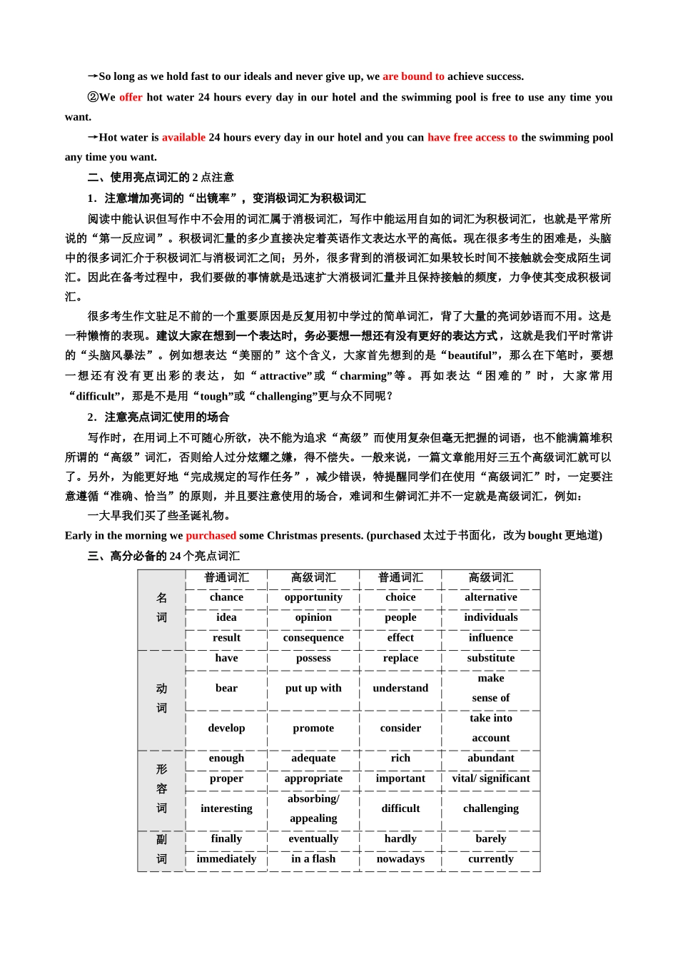 专题11同意不同词,效果迥然(讲义)- 2024年高考英语写作加油站 (答案版).docx_第3页