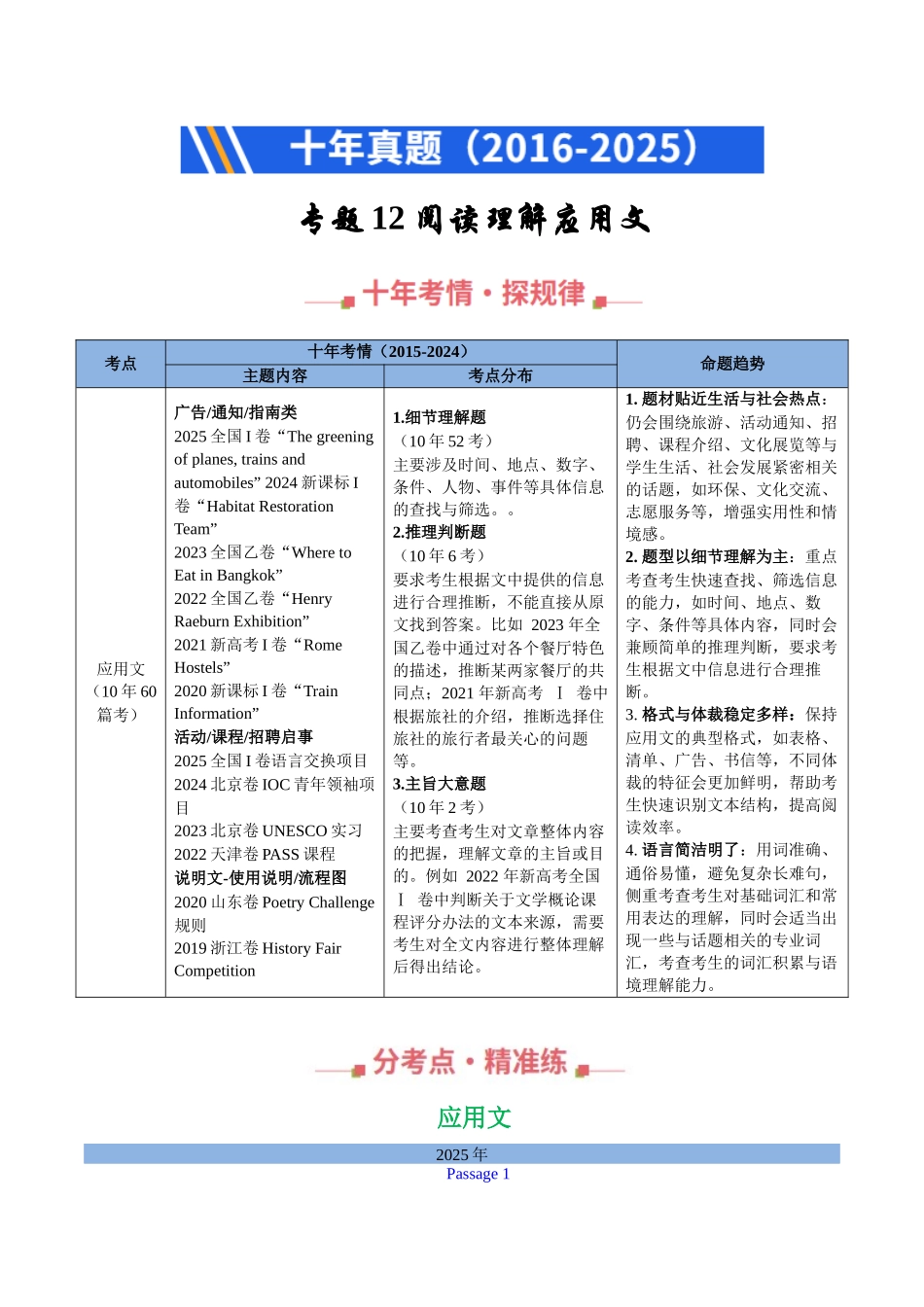 专题12 阅读理解应用文（全国通用）（教师版）.docx_第1页