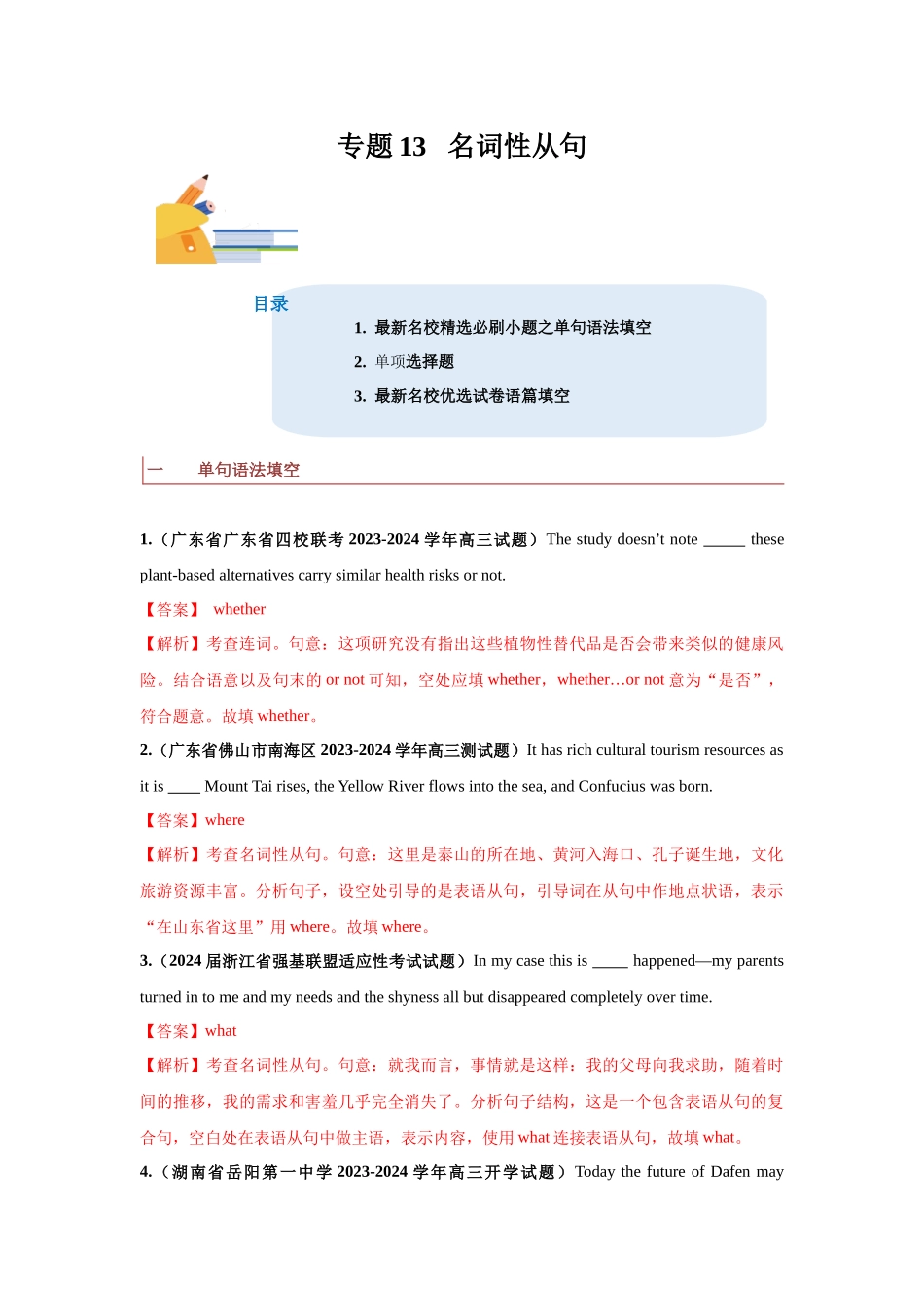 专题13 名词性从句-(解析版).docx_第1页