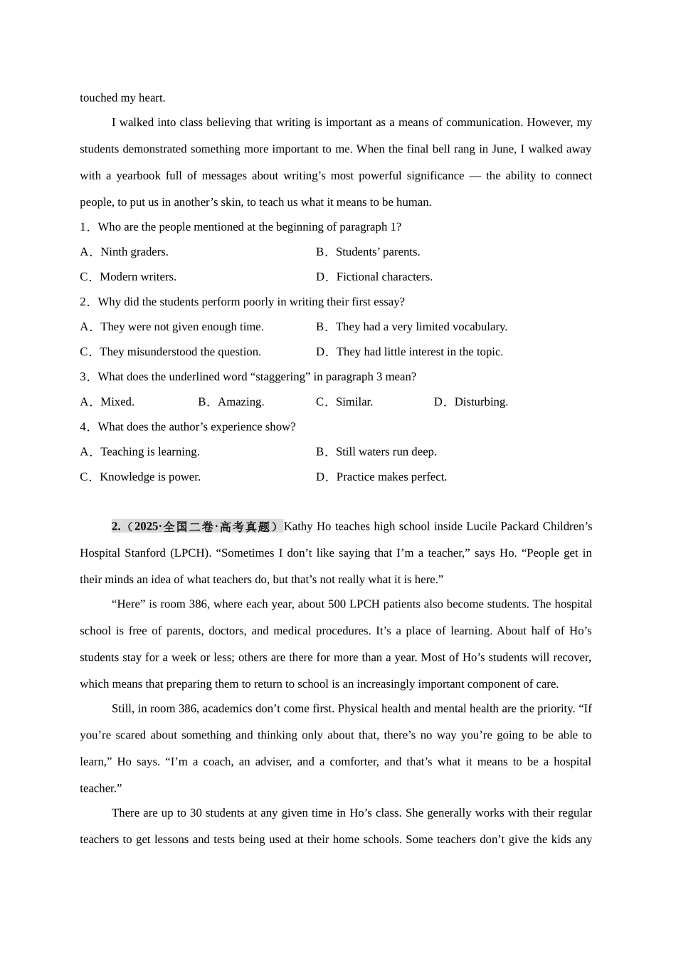 专题15 阅读理解记叙文15篇（学生版）.docx_第2页