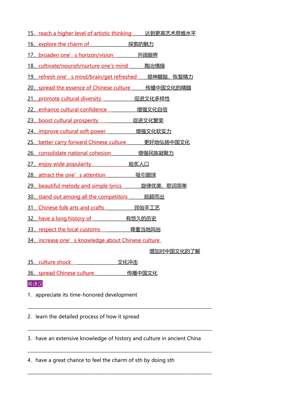 专题16 储备高考英语传统文化话题相关词汇短语量(1)（讲义）- 2024年高考英语写作加油站.docx_第2页