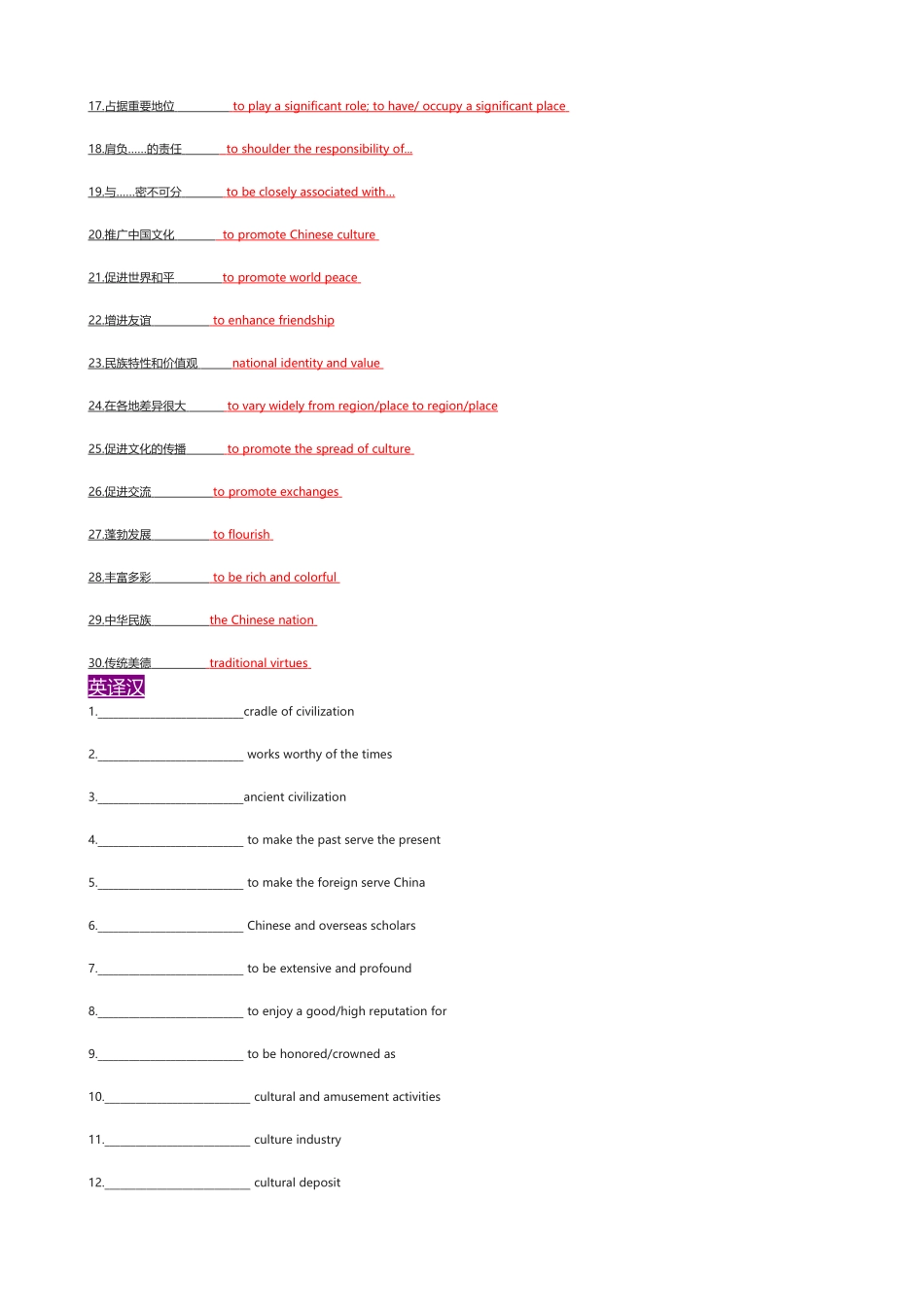 专题17 储备高考英语传统文化话题相关词汇短语量(2)（讲义）- 2024年高考英语写作加油站.docx_第2页