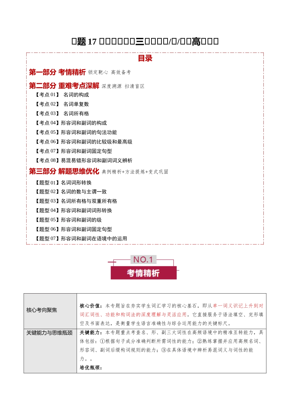 专题17 词性转换“铁三角”- 名形副词高频互转（培优讲义）（全国通用）（教师版） .docx_第1页