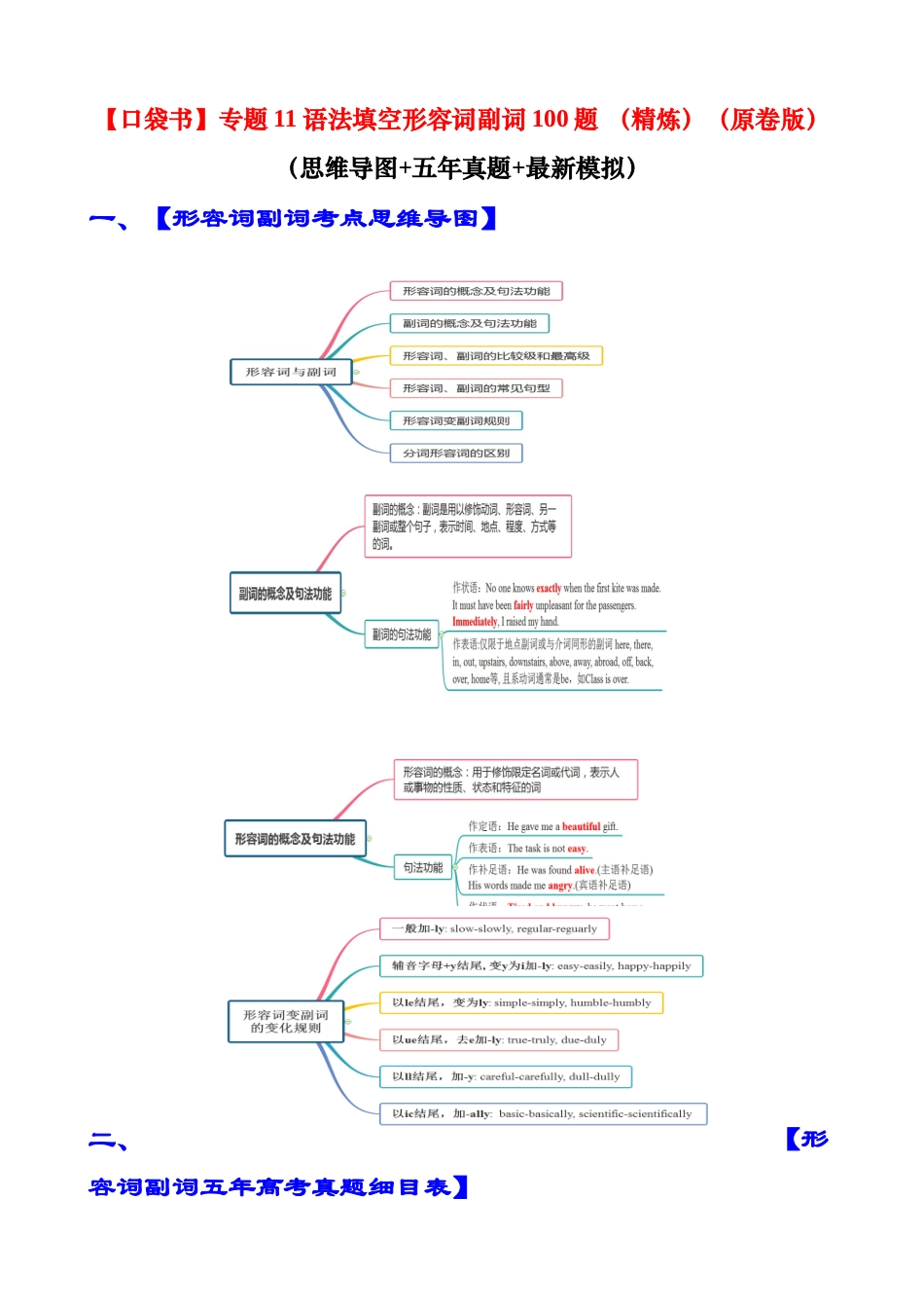 专题17 语法填空形容词副词100题（精炼） -2024年高考英语一轮复习知识清单（全国通用） 原卷版.docx_第1页